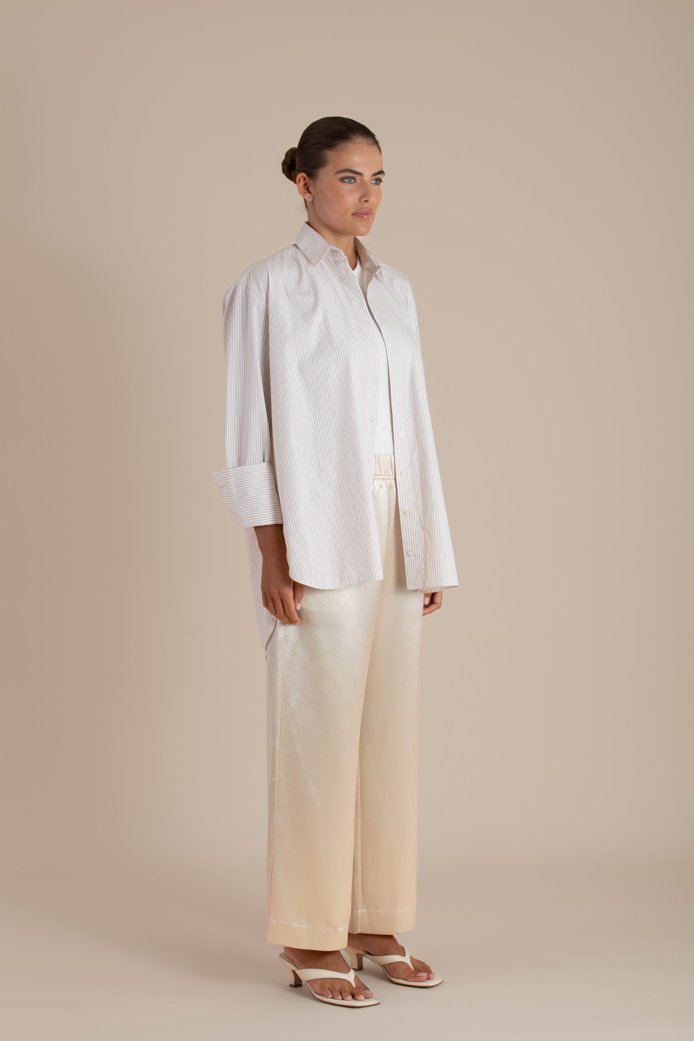 The Mira Shirt | White/Biscuit $280