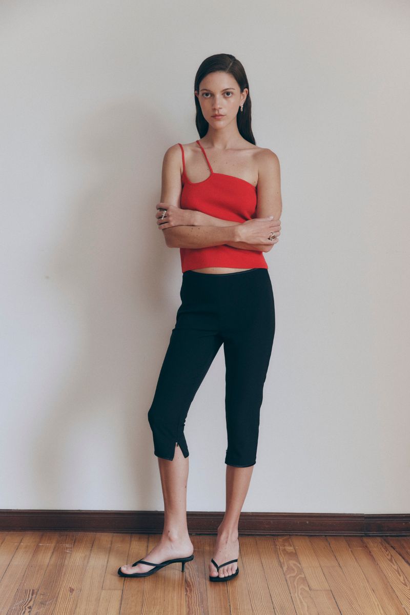 Strap Knit Top | Red $219