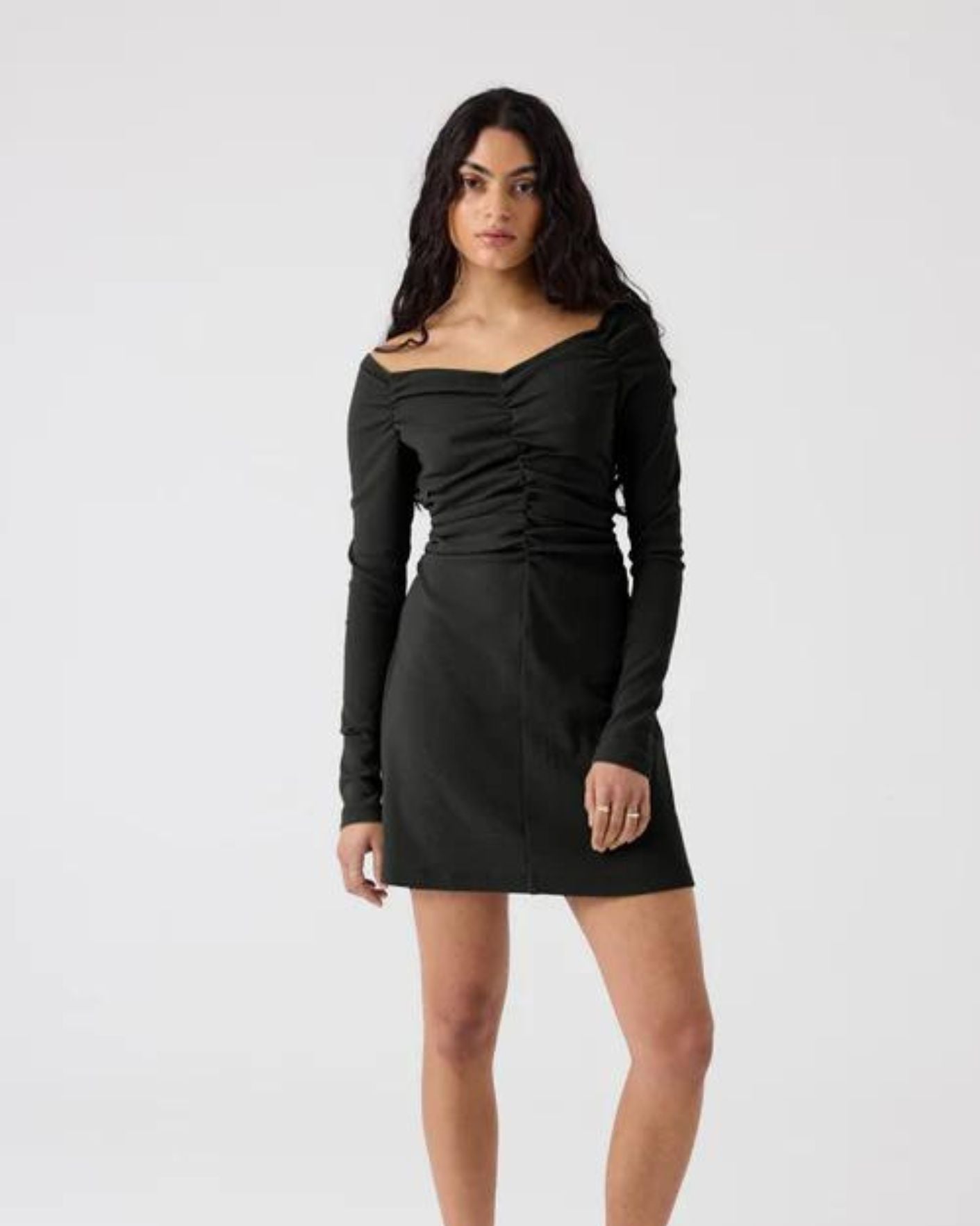Luella Long Sleeve Dress | Black Rib $275