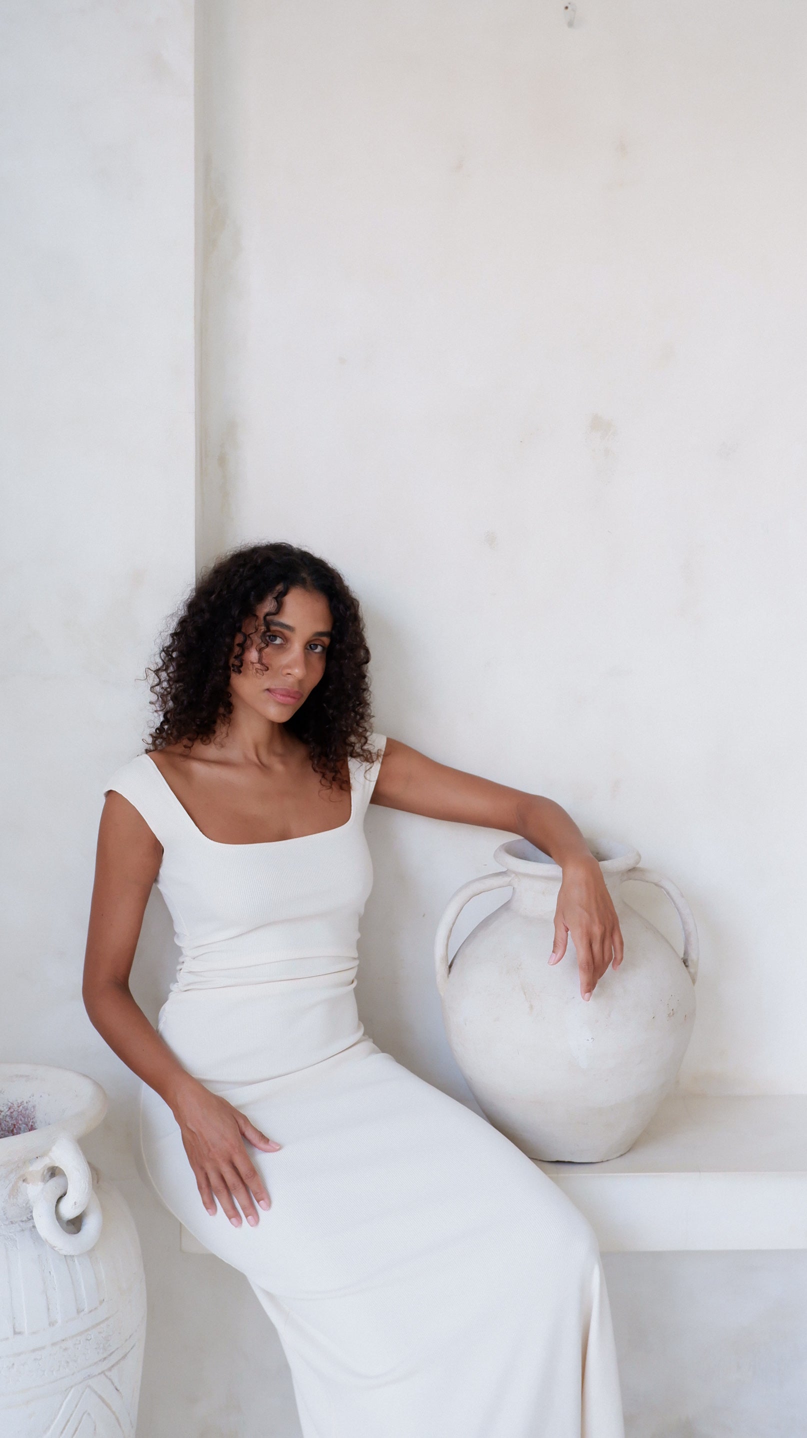 Naia Tank Dress | Vanilla Rib $290