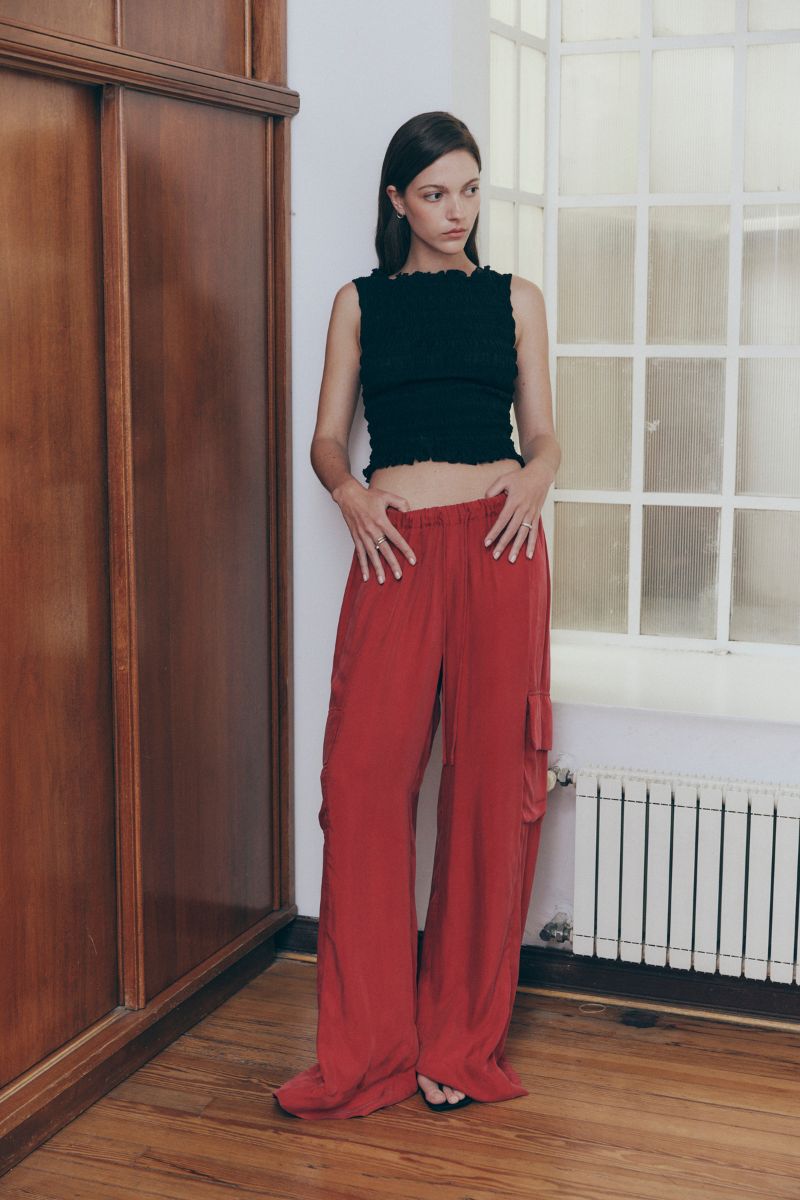 Drawstring Cargo Pant | Carmine $319