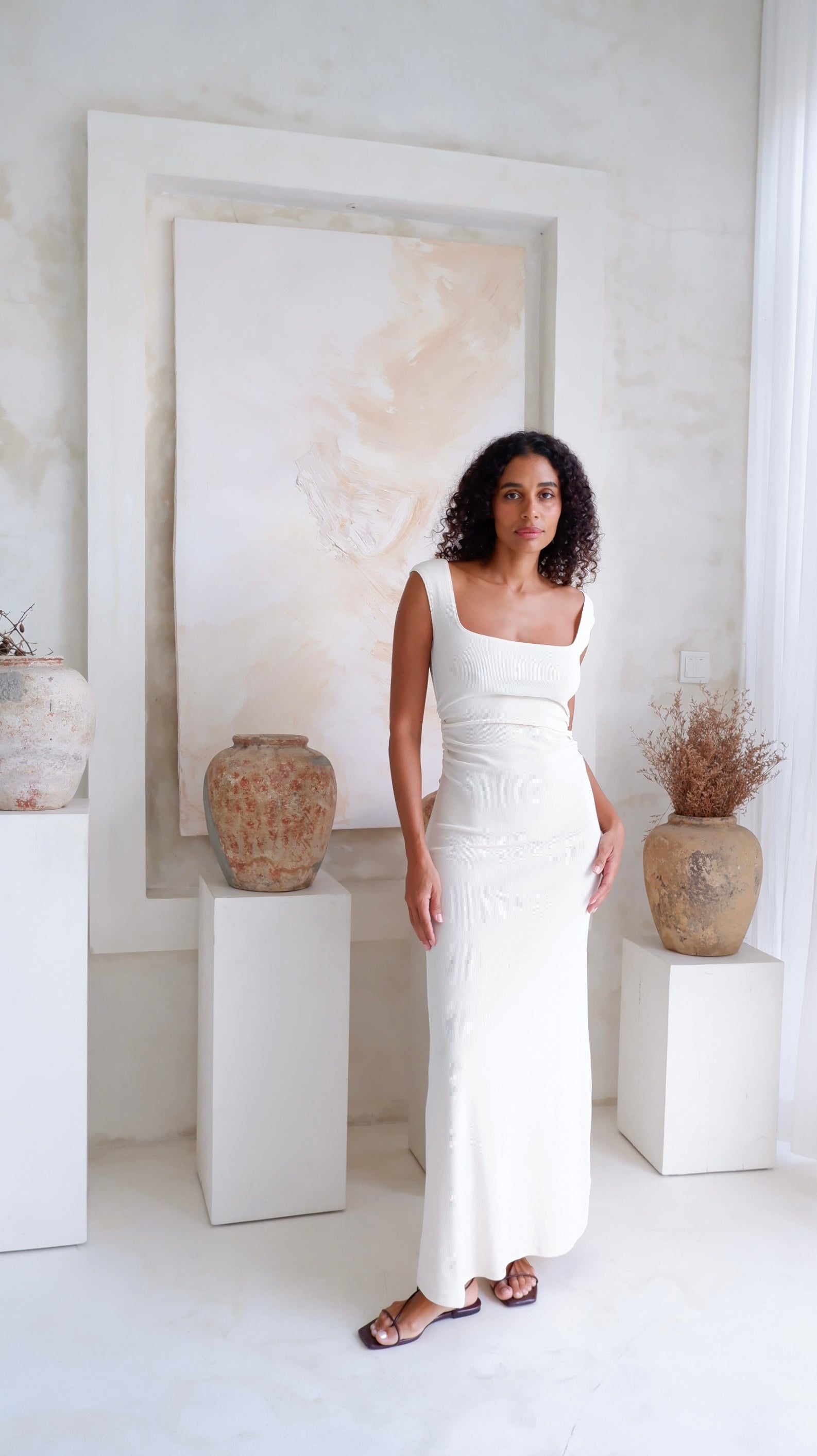Naia Tank Dress | Vanilla Rib $290