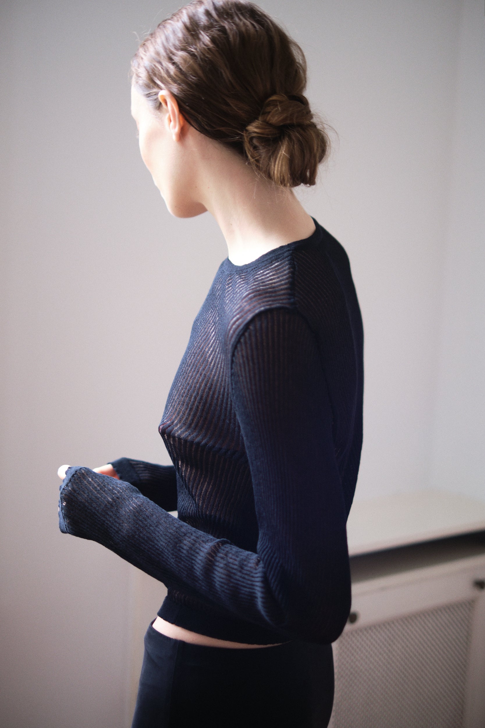 Sheer Knit Top | Black $229