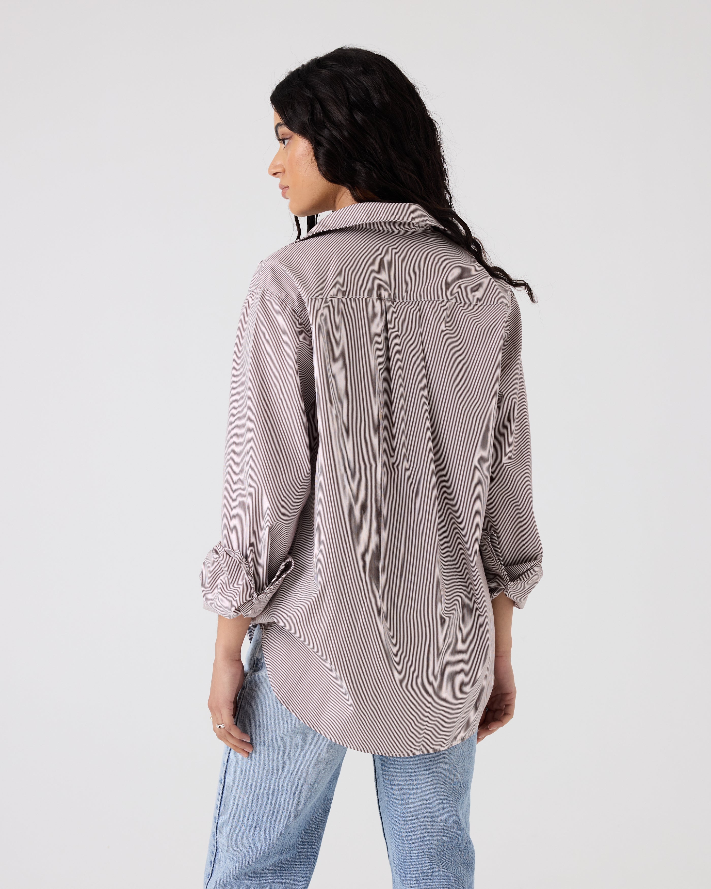 Sienna Shirt | Fine Chocolate Stripe $320