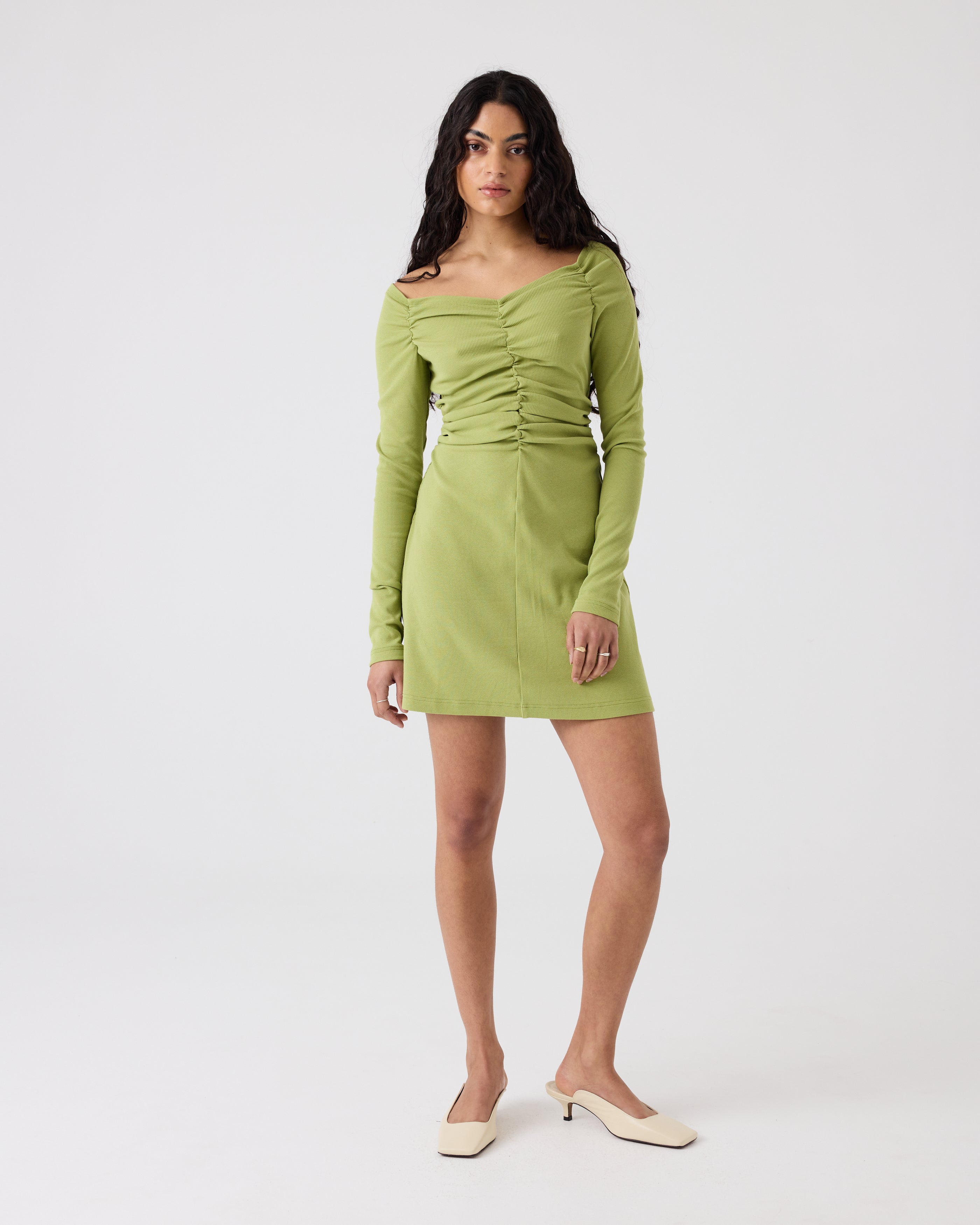 Luella Long Sleeve Dress | Avocado Rib $275