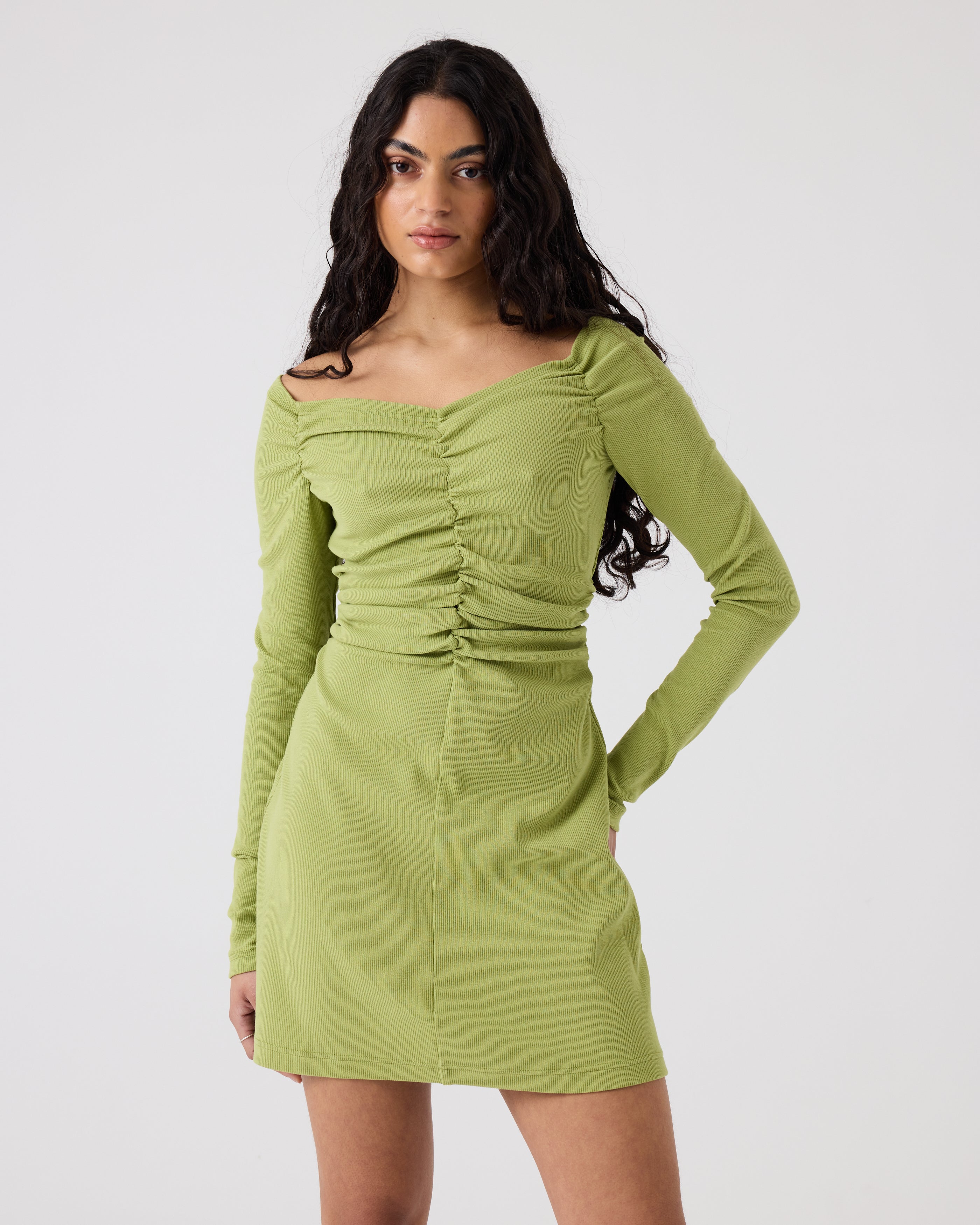 Luella Long Sleeve Dress | Avocado Rib $275
