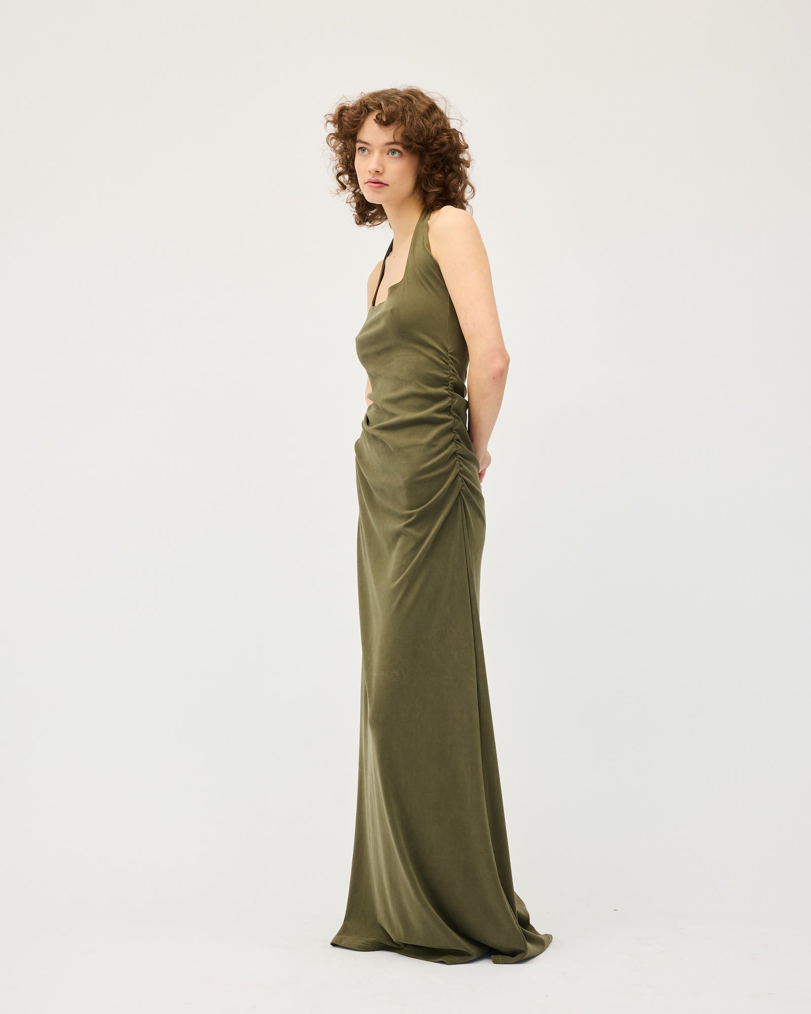 Helena Halter Dress | Khaki $400