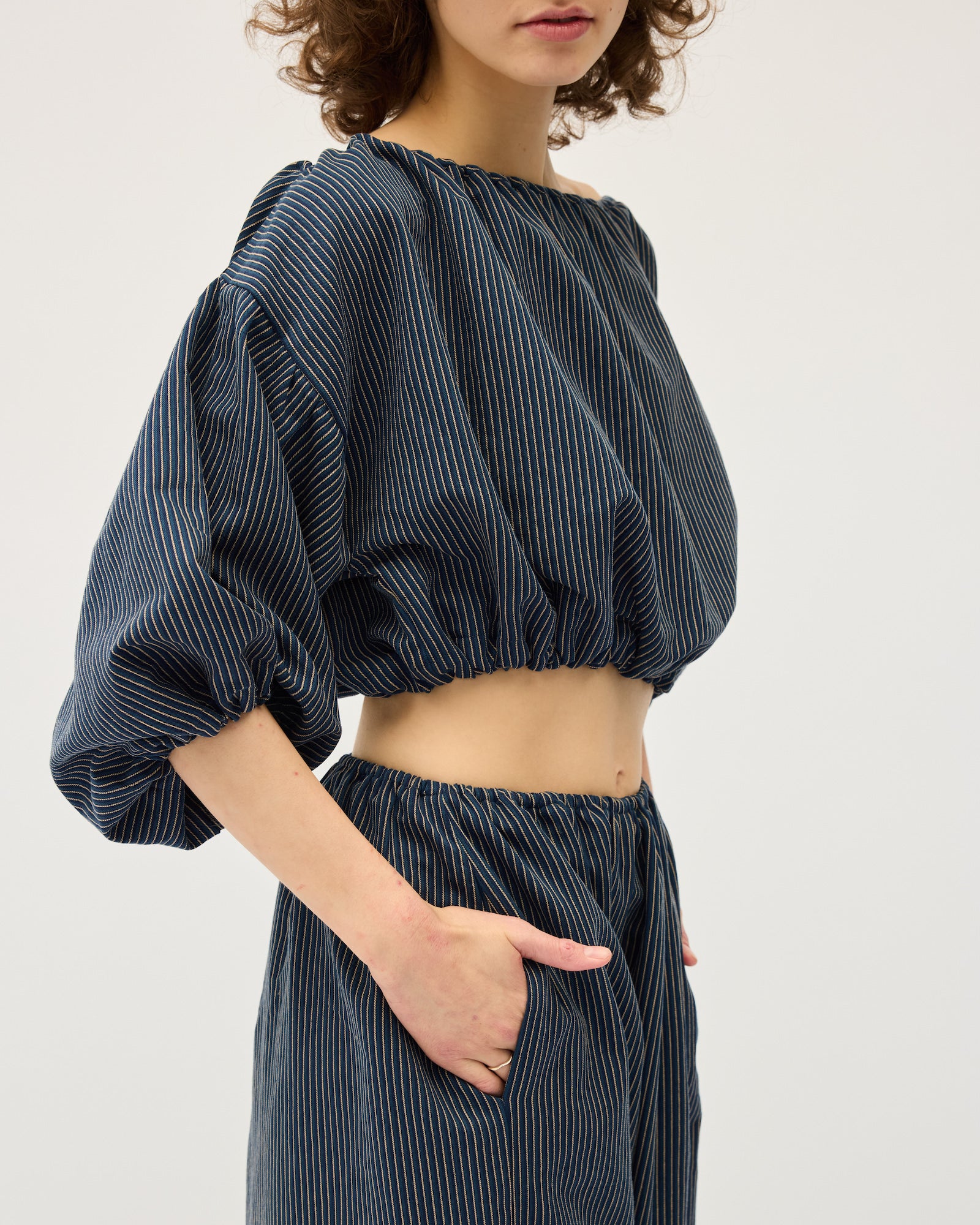 Lou Crop | Navy Stripe $310