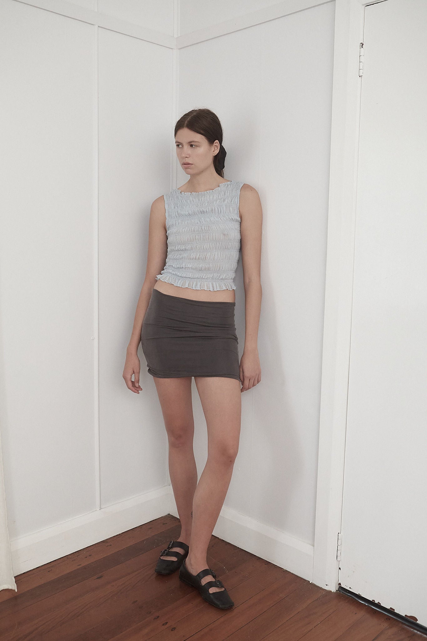 CORE Gathered Top | Ice Blue $229