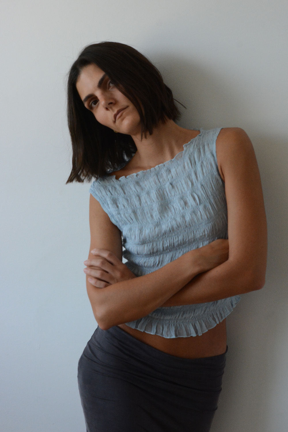 CORE Gathered Top | Ice Blue $229