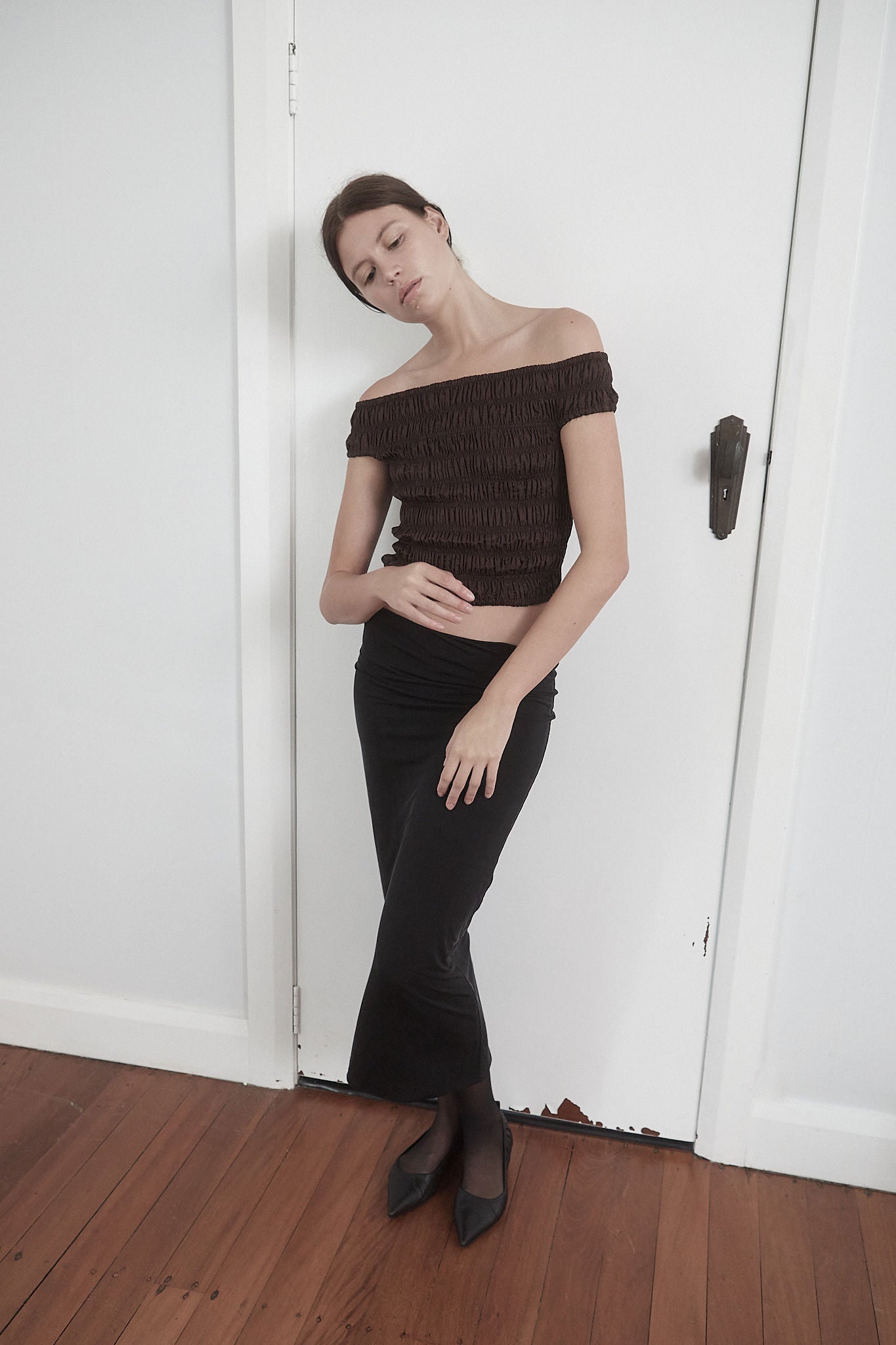 CORE Off Shoulder Top | Cacao $179