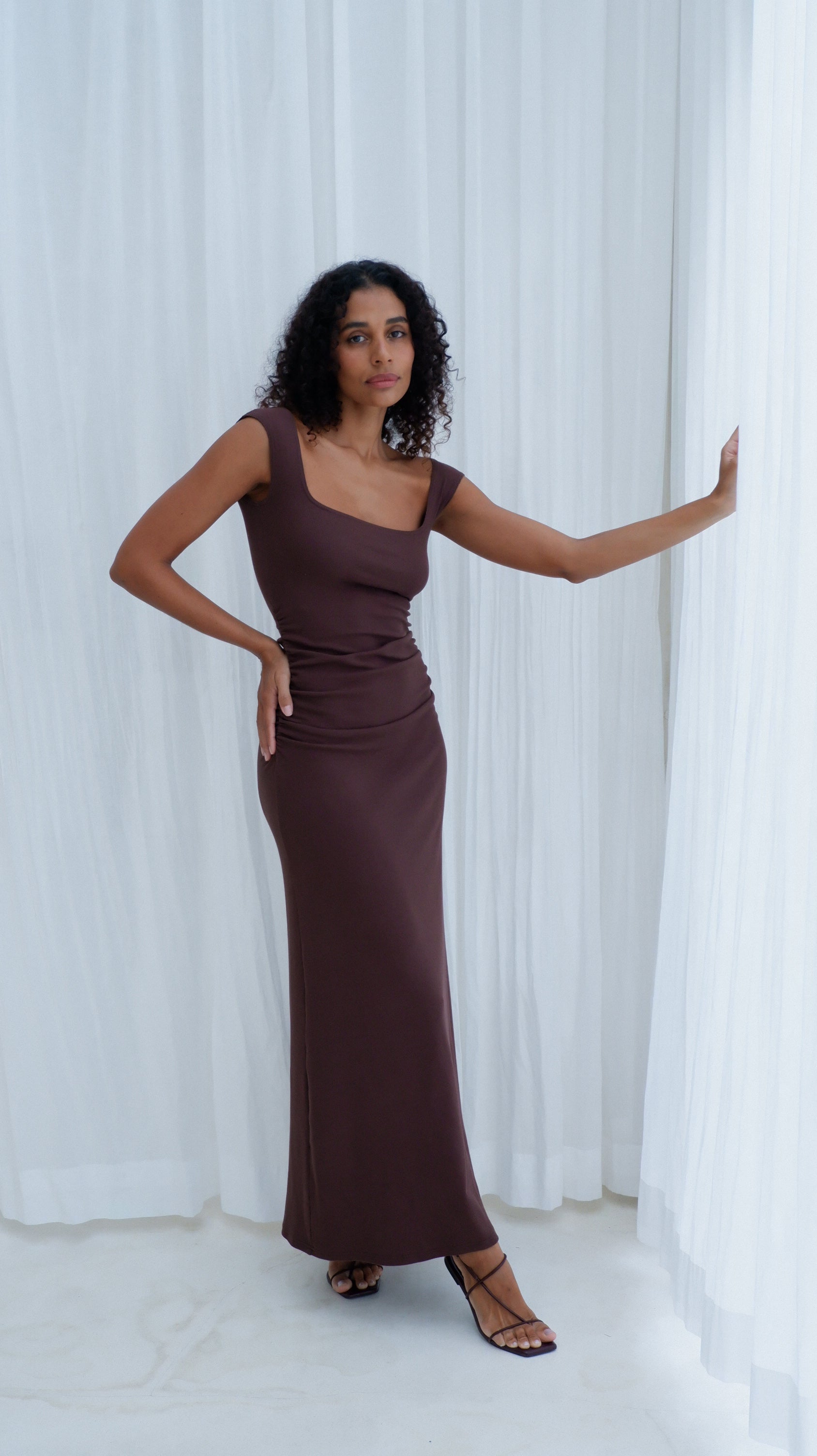 Naia Tank Dress | Chocolate Rib $290