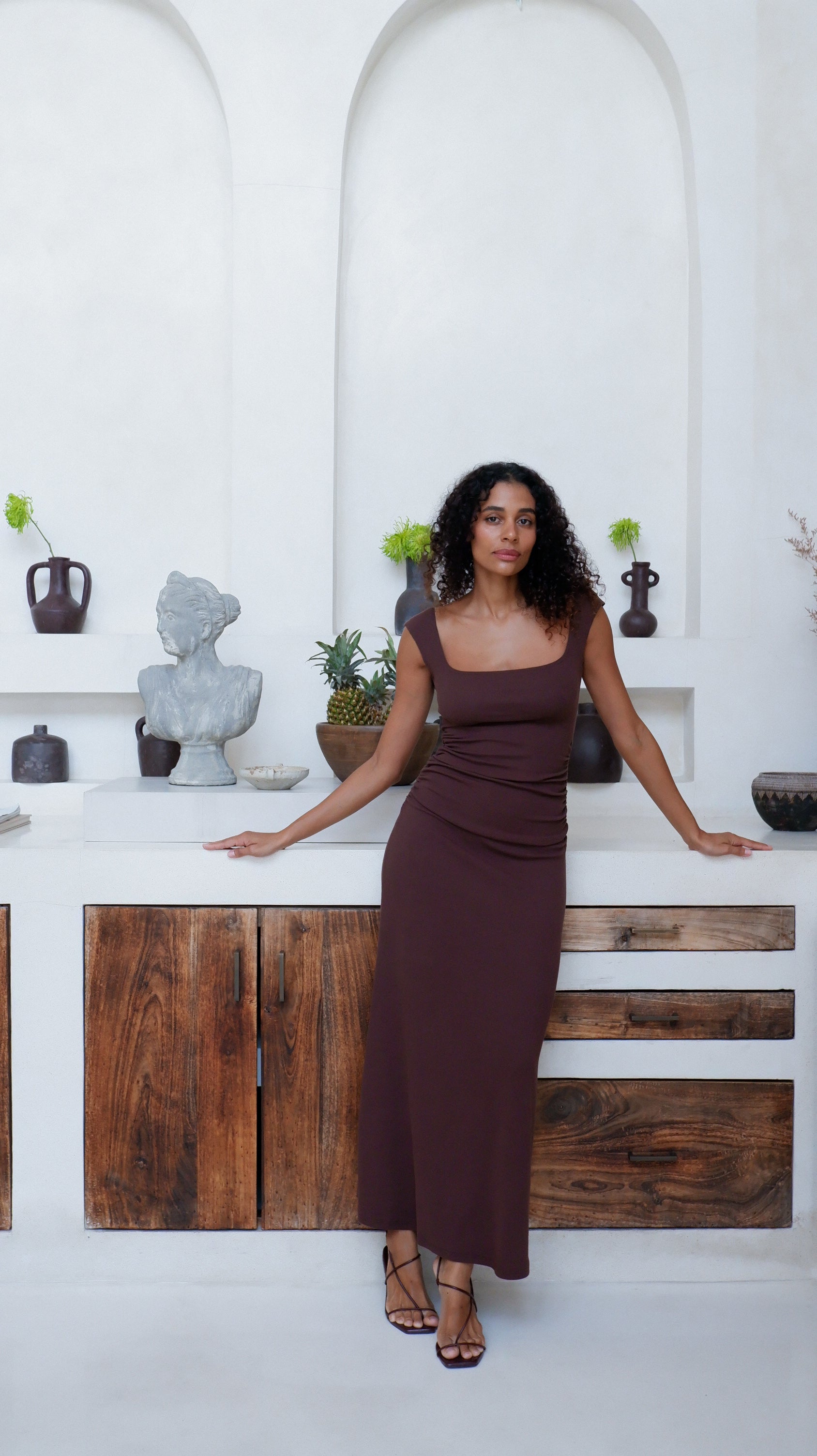 Naia Tank Dress | Chocolate Rib $290