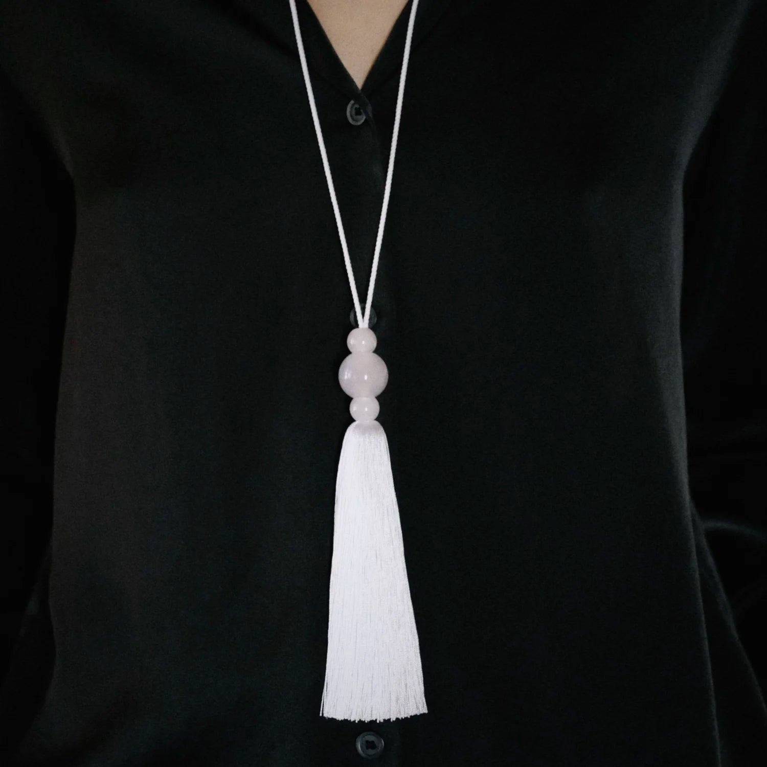 Totem Tassel Necklace | Ice White $220