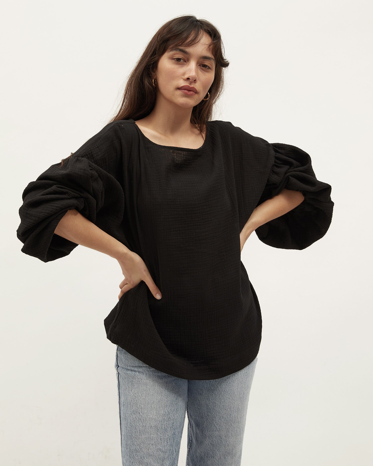 Bella Blouse | Black Muslin $199