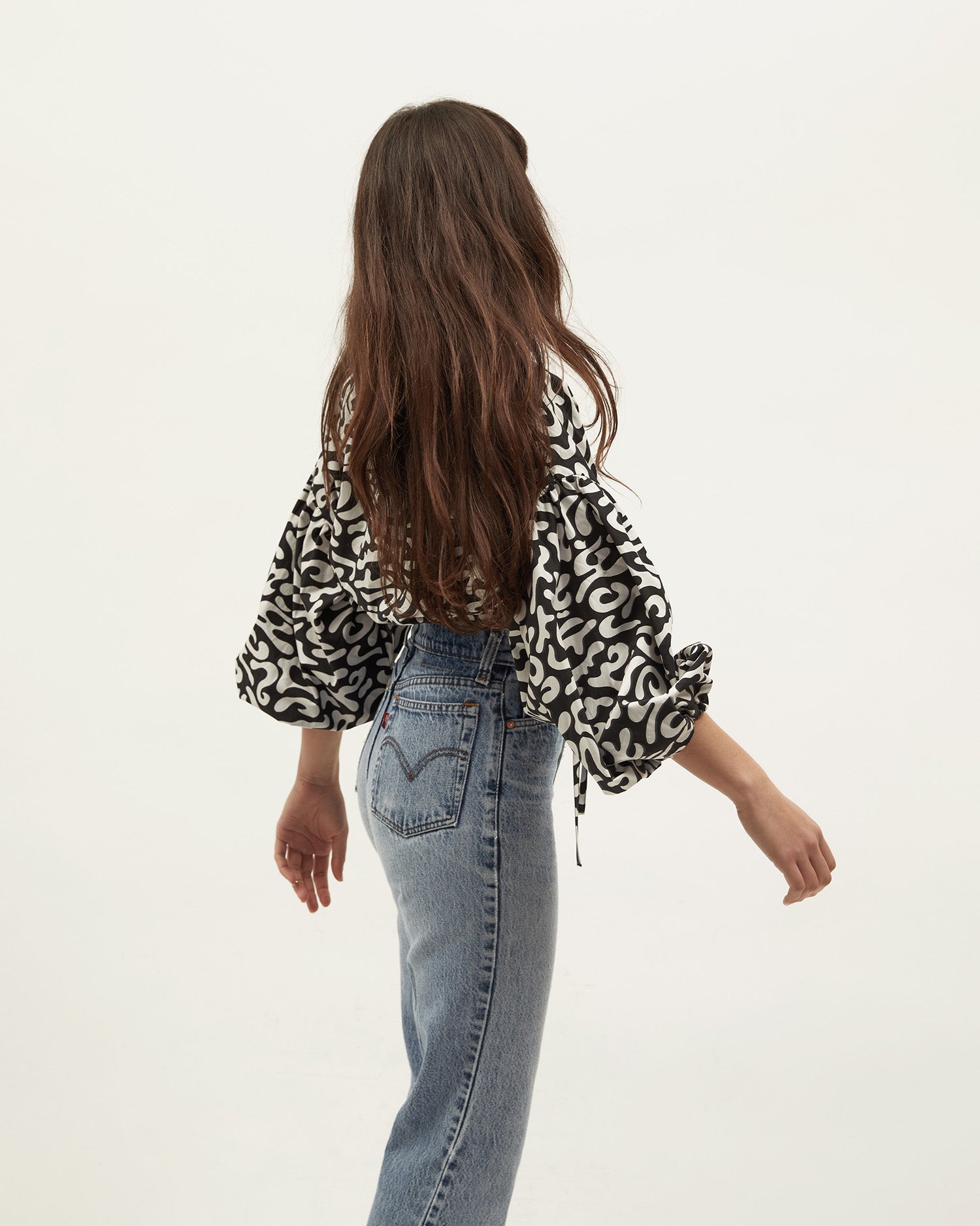 Isla Wrap Top | Squiggle Black $269