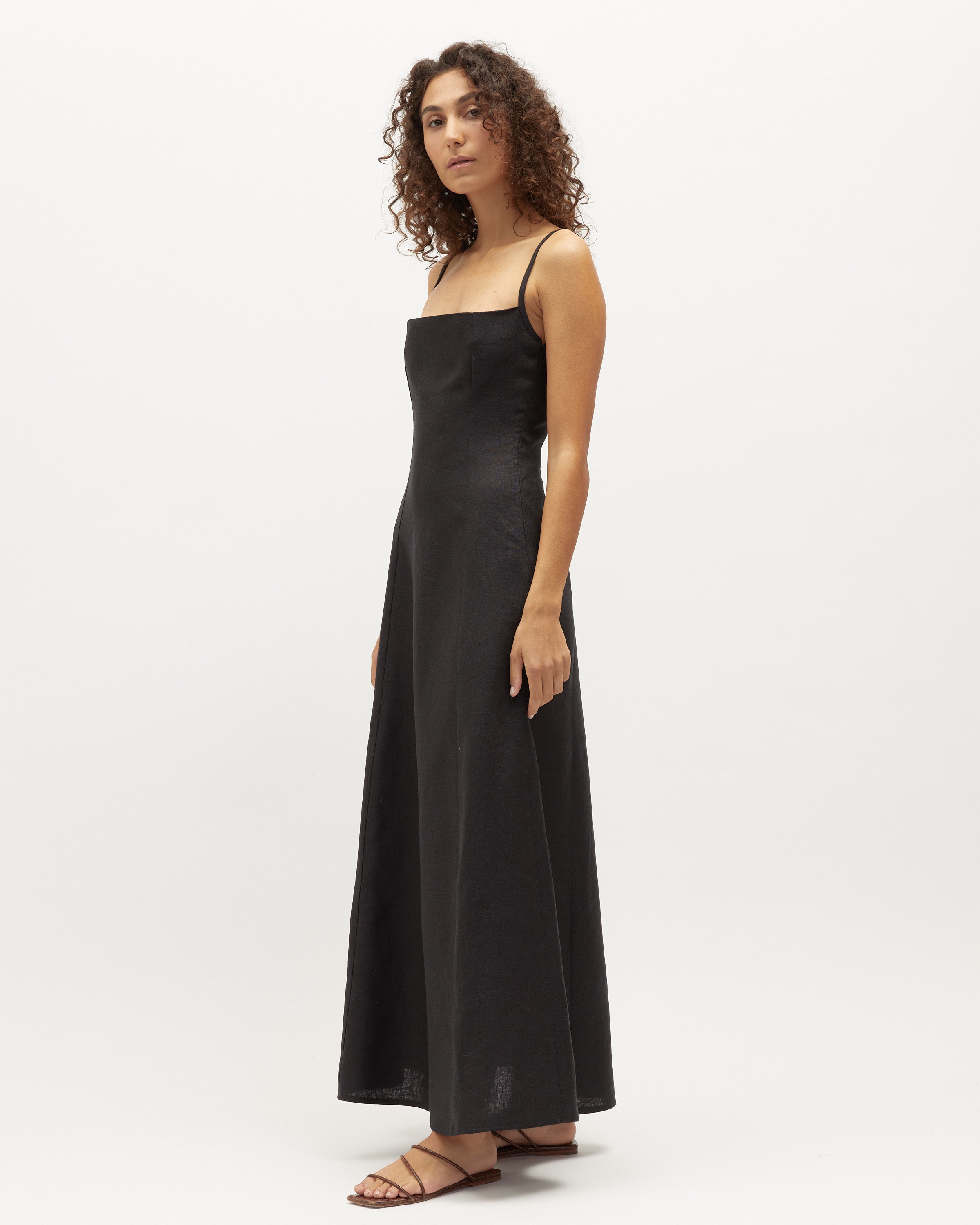 Kashmira Dress | Black Heavy-Weight Linen $360