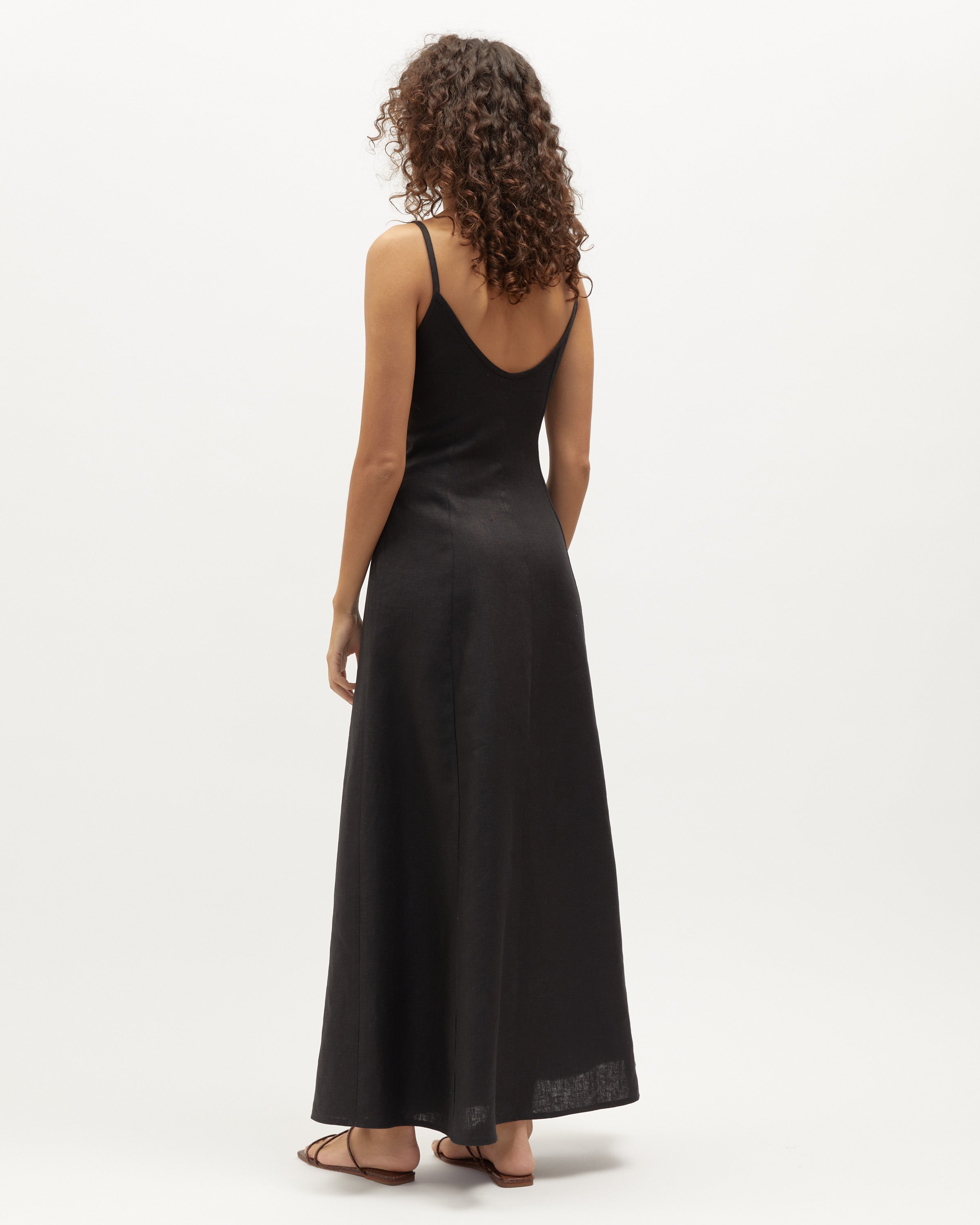 Kashmira Dress | Black Heavy-Weight Linen $360