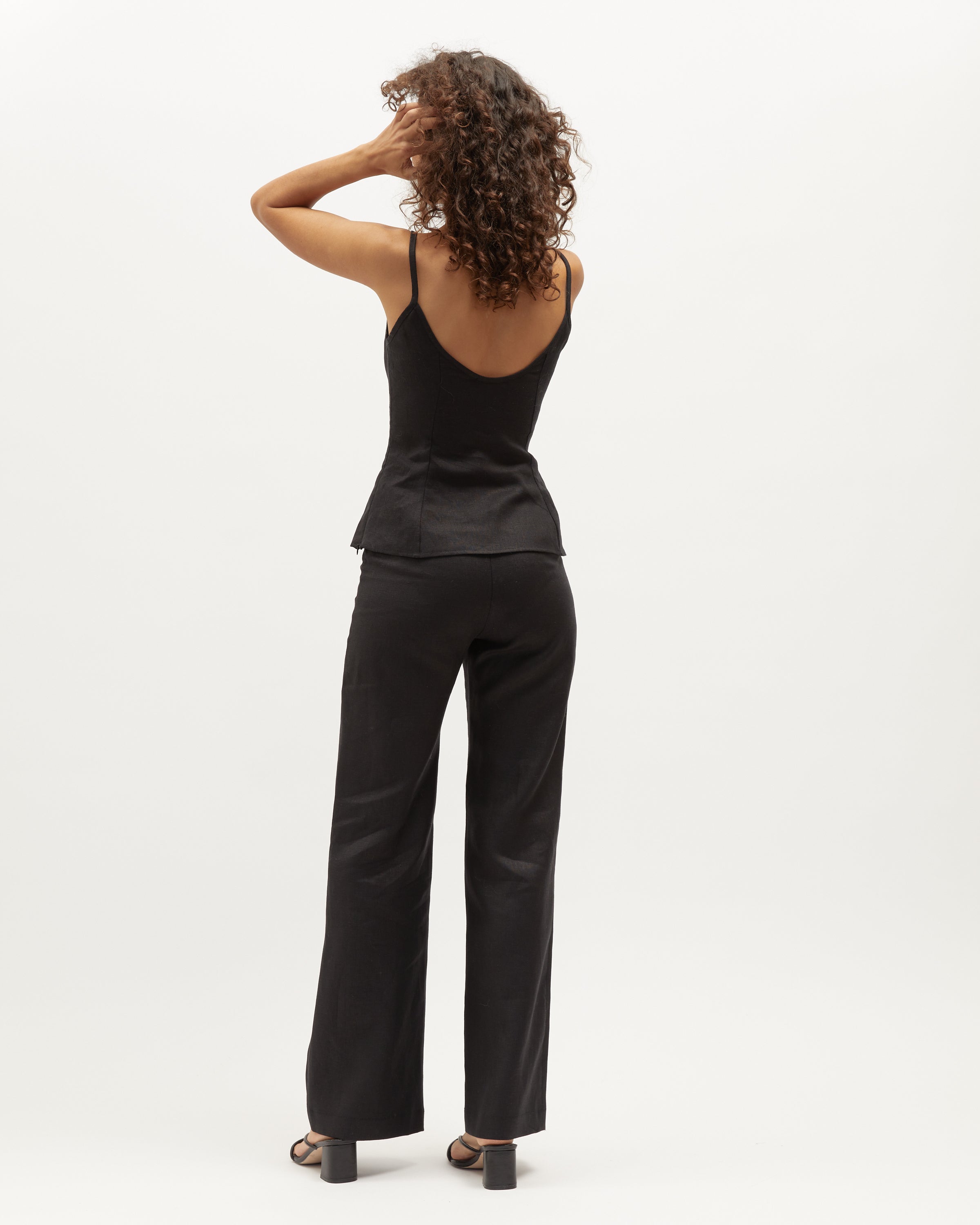 Kashmira Cami | Black Heavy-Weight Linen $219