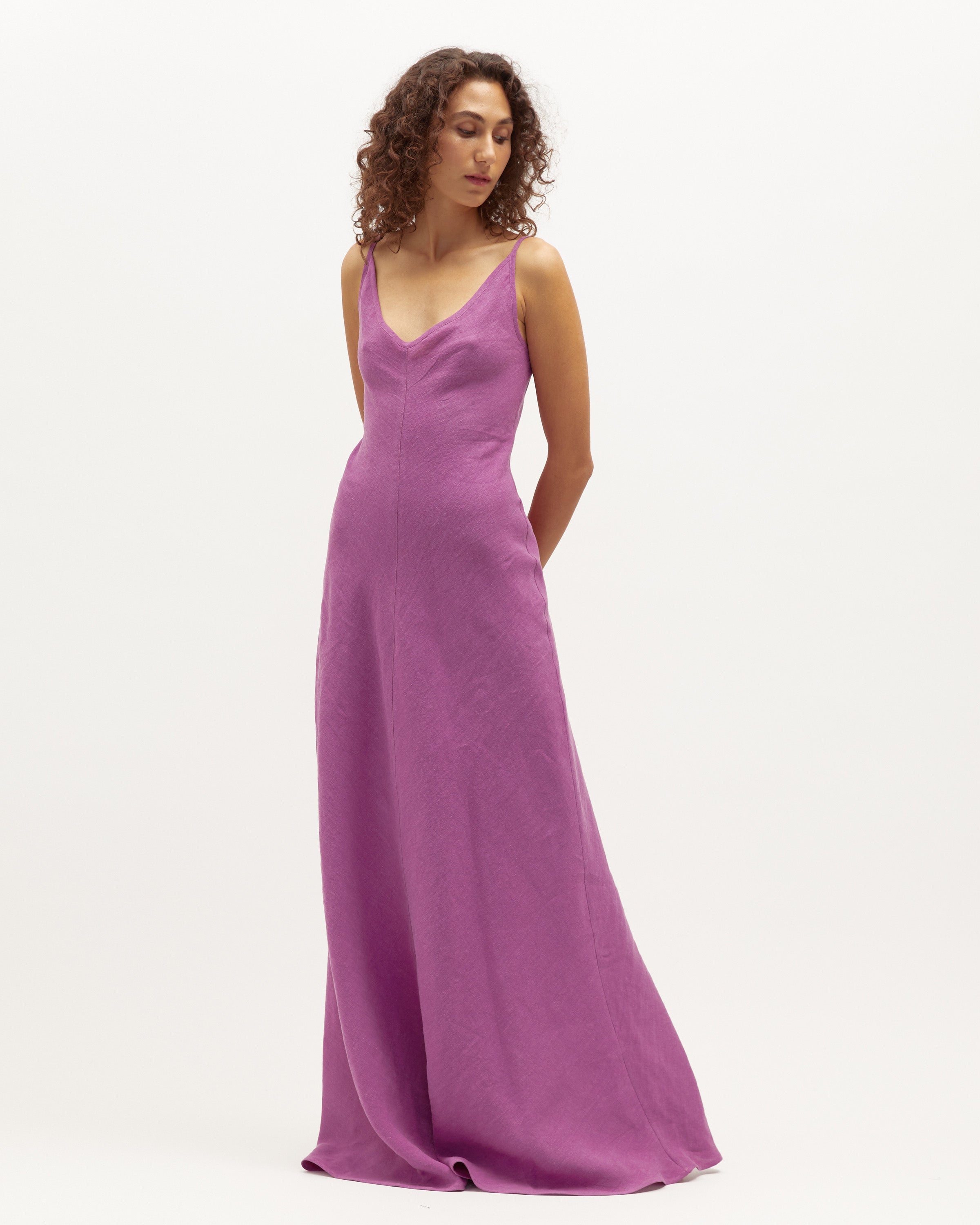 Sloane Dress | Berry Washed Linen $360