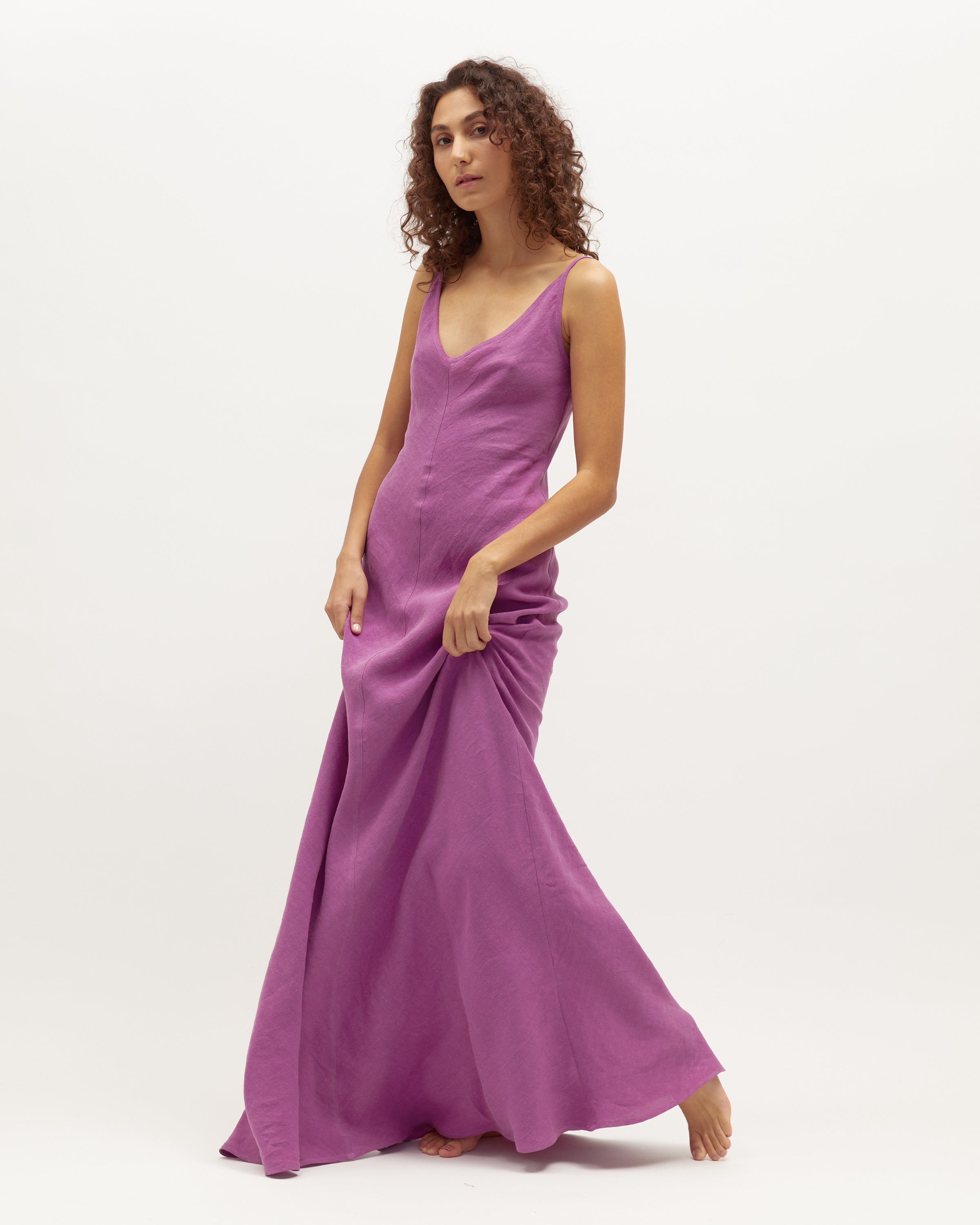 Sloane Dress | Berry Washed Linen $360