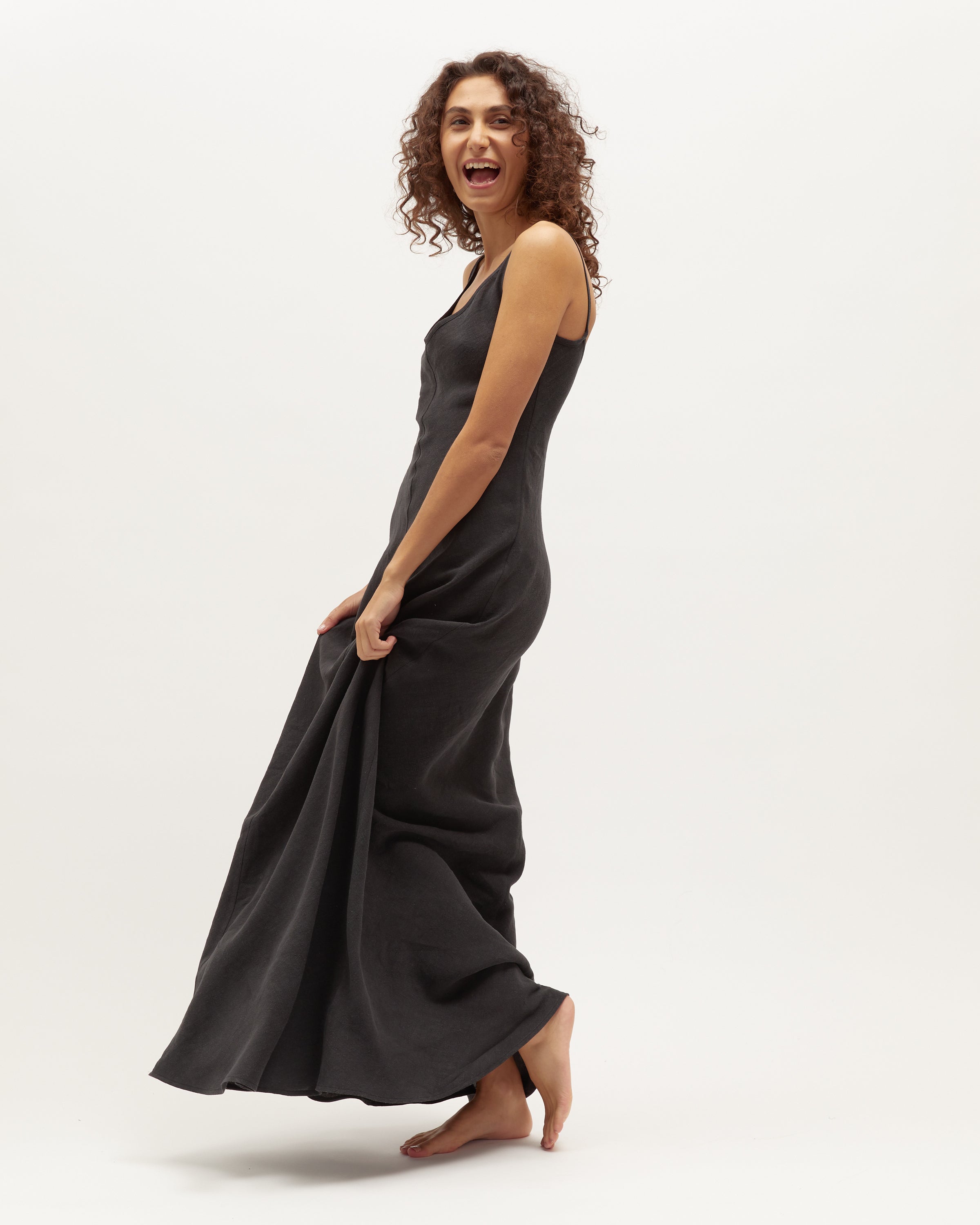 Sloane Dress | Black Washed Linen $360