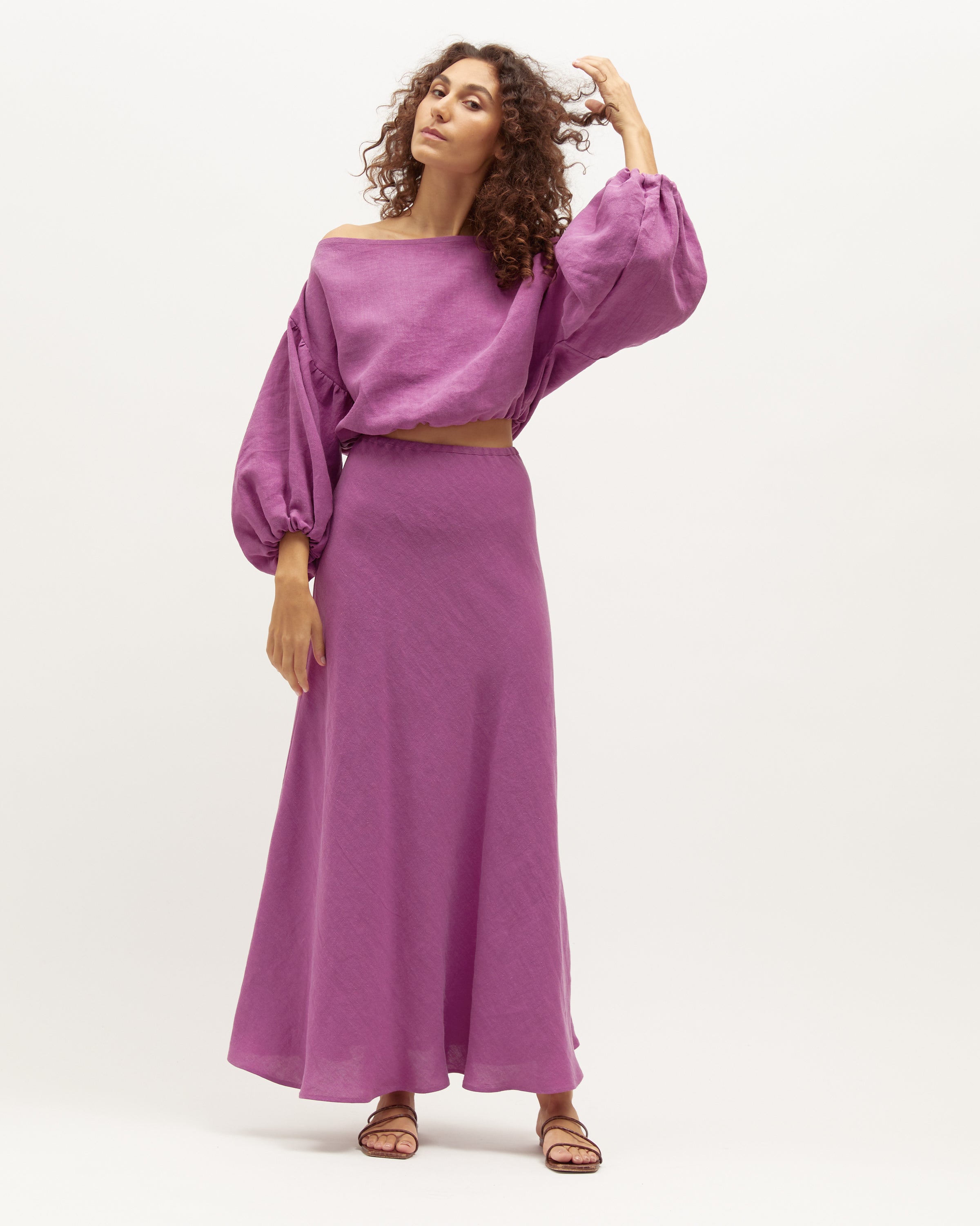 Wray Skirt | Berry Washed Linen $269