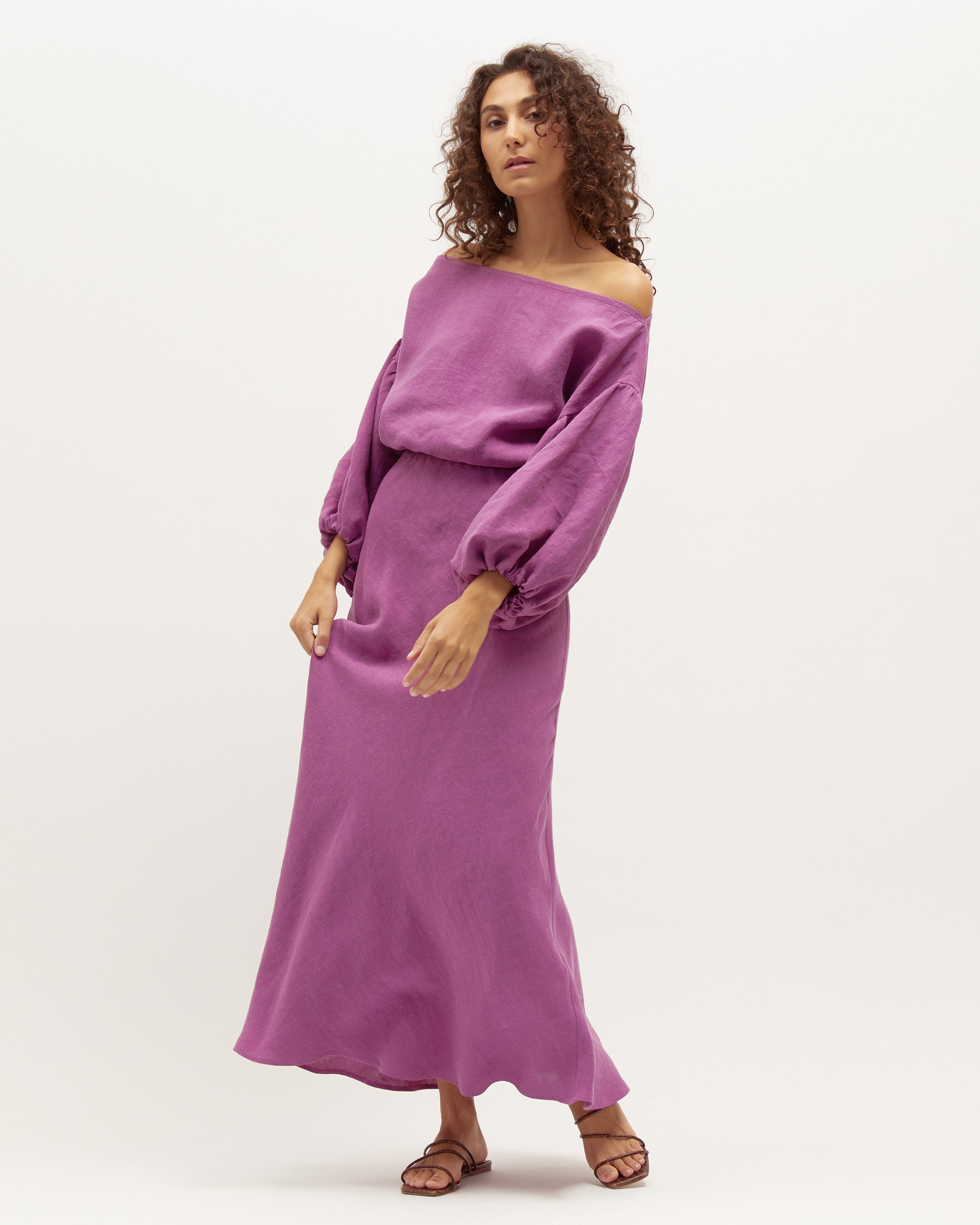 Wray Skirt | Berry Washed Linen $269