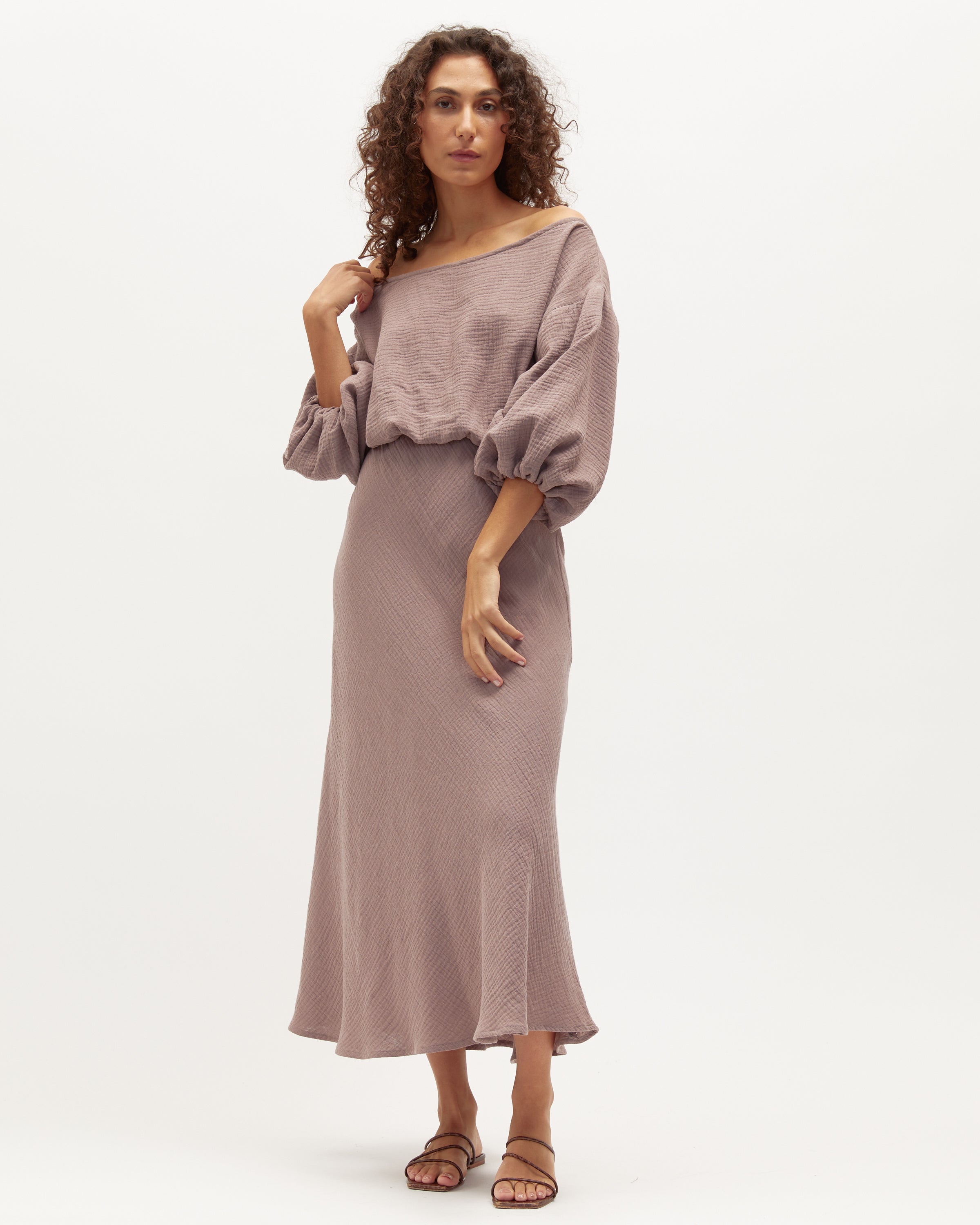 Louie Dress | Taupe Muslin $289