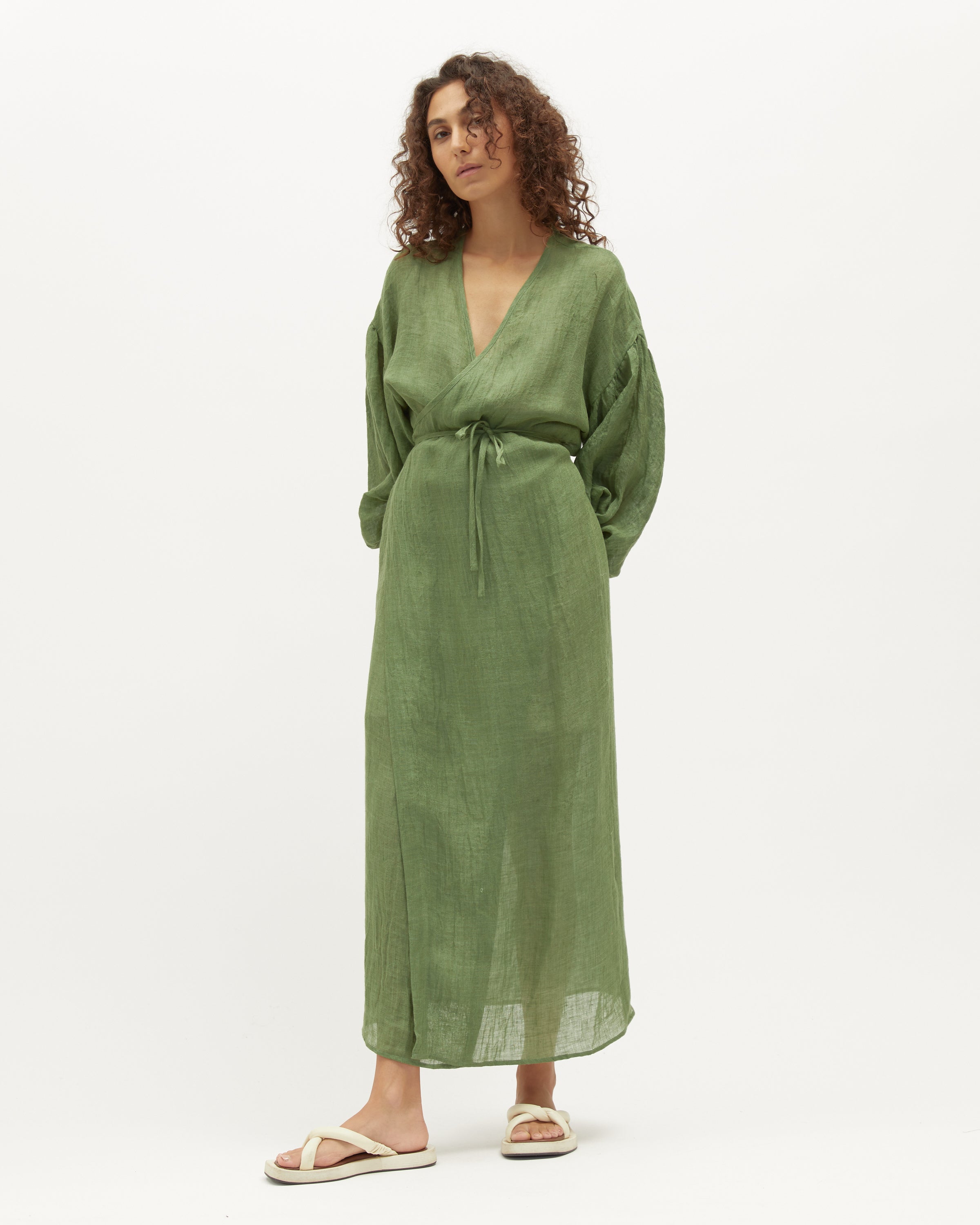 Tilly Wrap Dress | Pine & Black Gauze $389