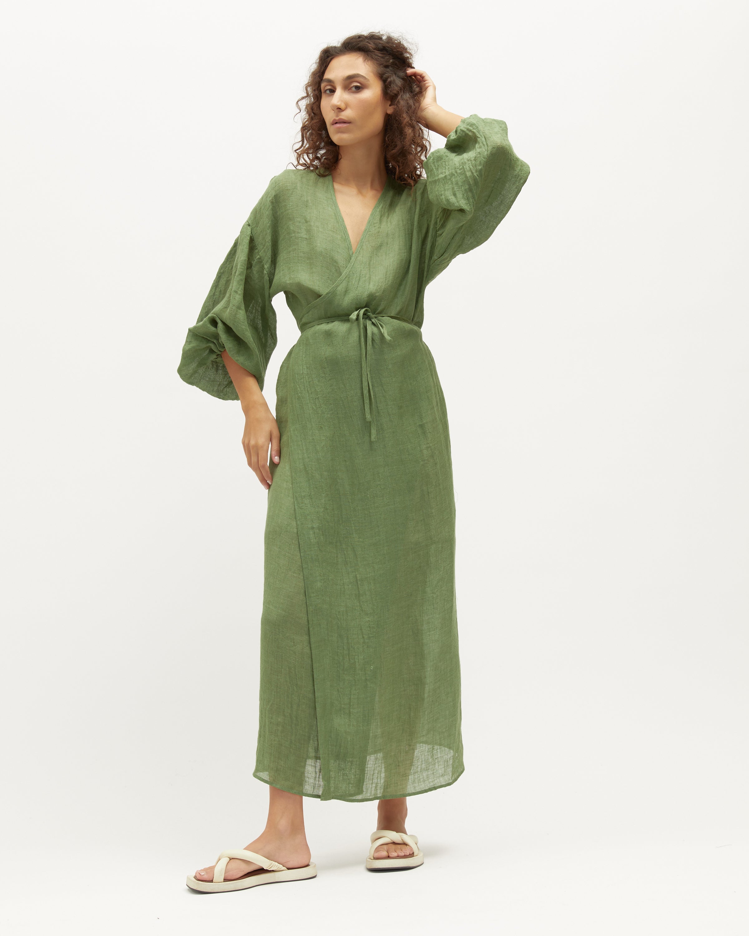 Tilly Wrap Dress | Pine & Black Gauze $389