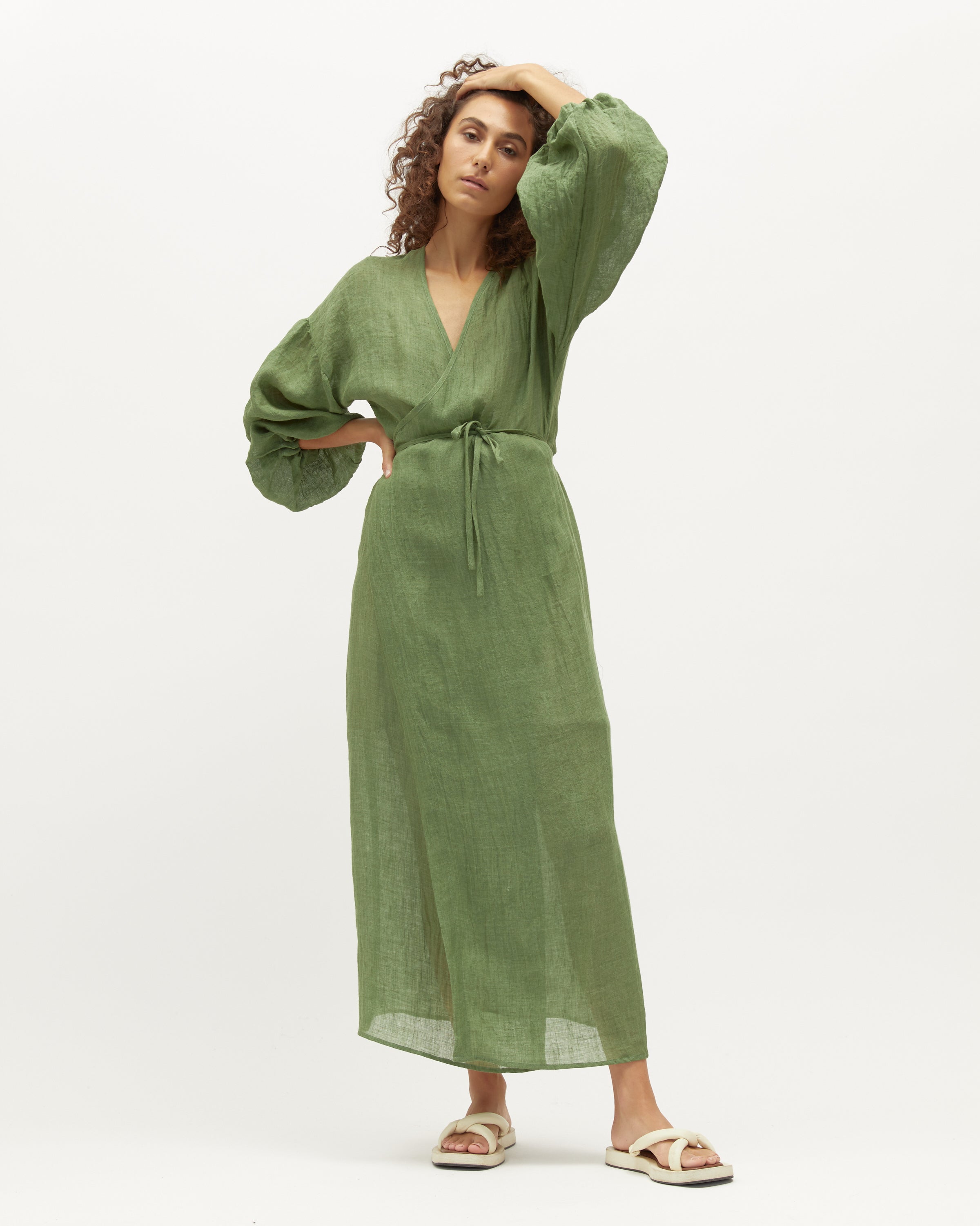Tilly Wrap Dress | Pine & Black Gauze $389