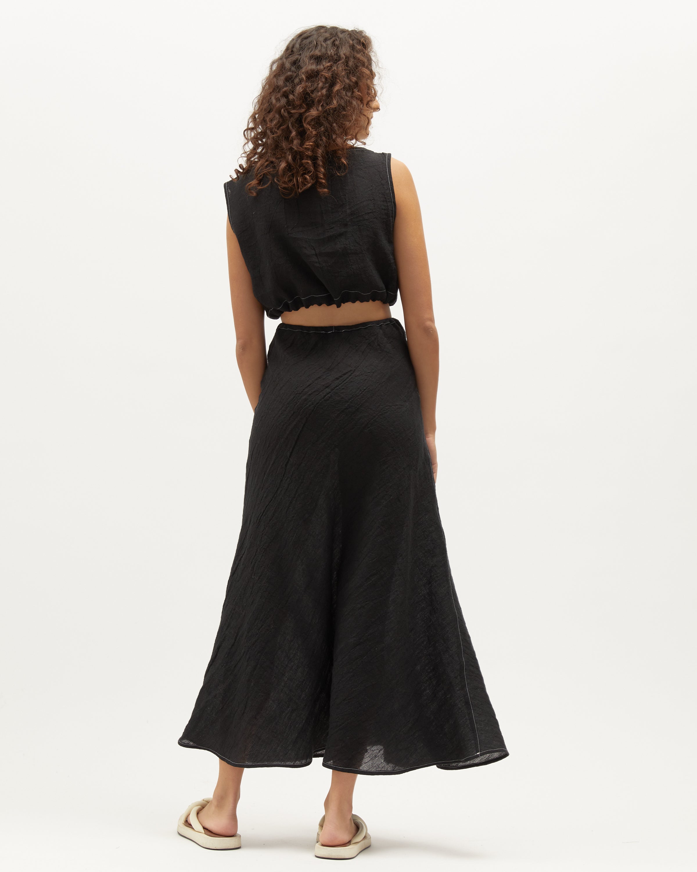 Carly Crop | Black Contrast Stitch $170