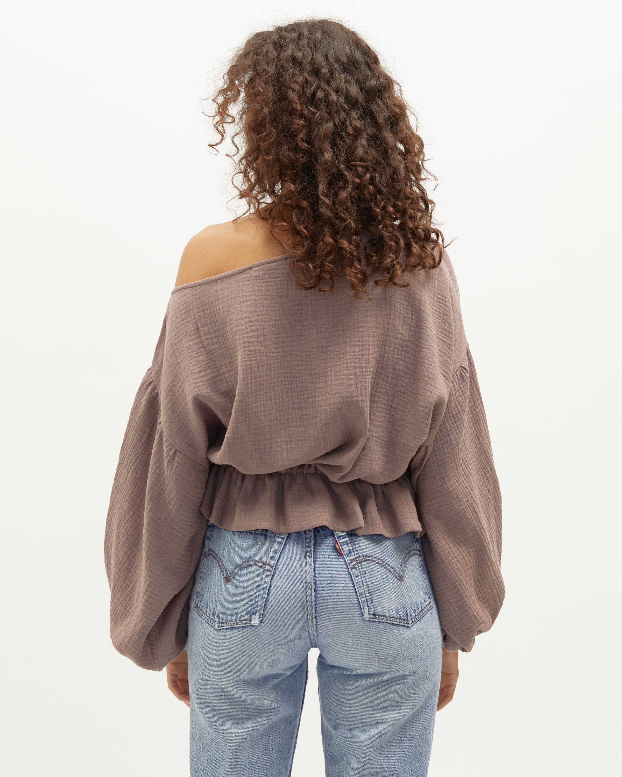 Anna Frill Blouse | Taupe Muslin $199
