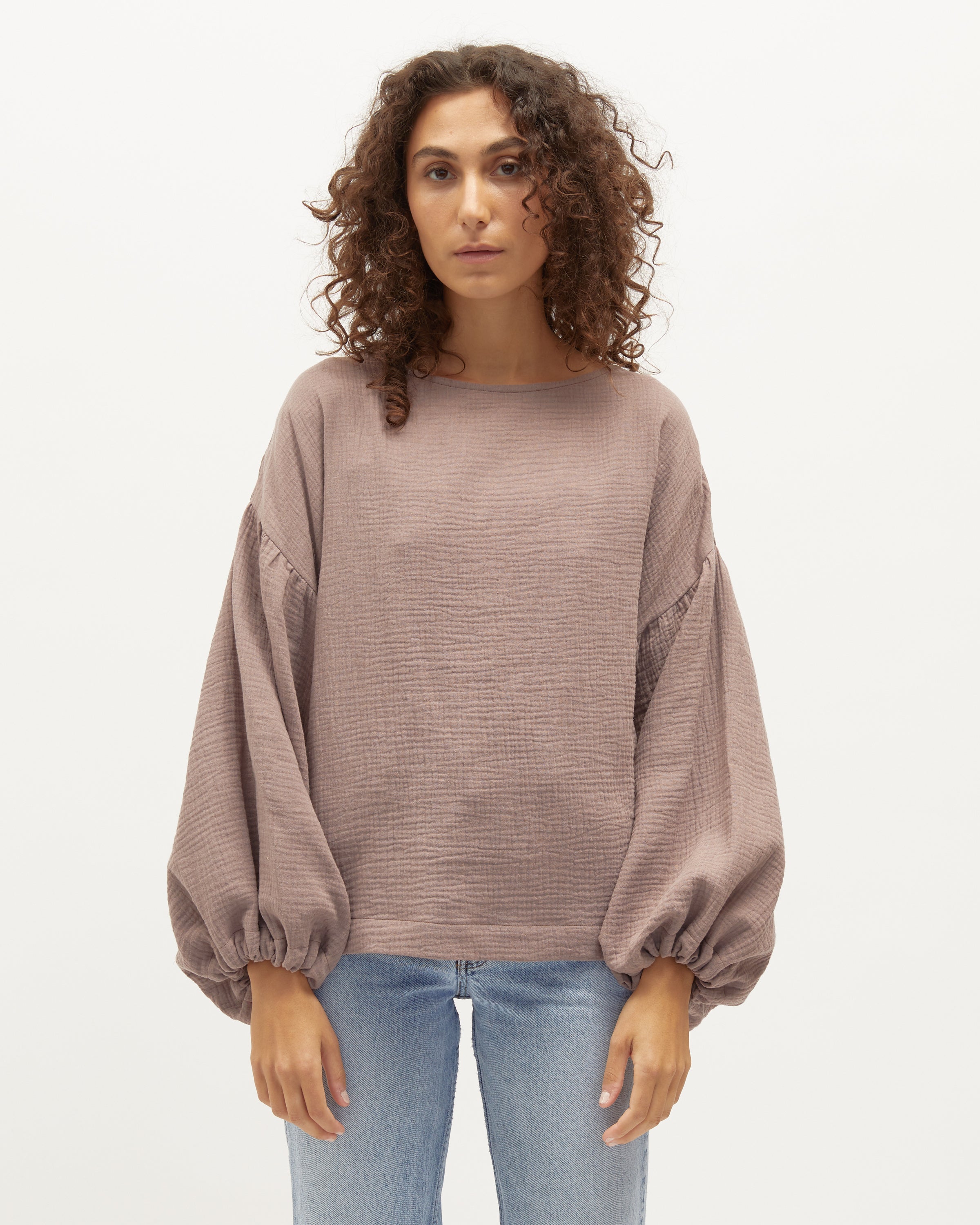 Bella Blouse | Taupe Muslin $199