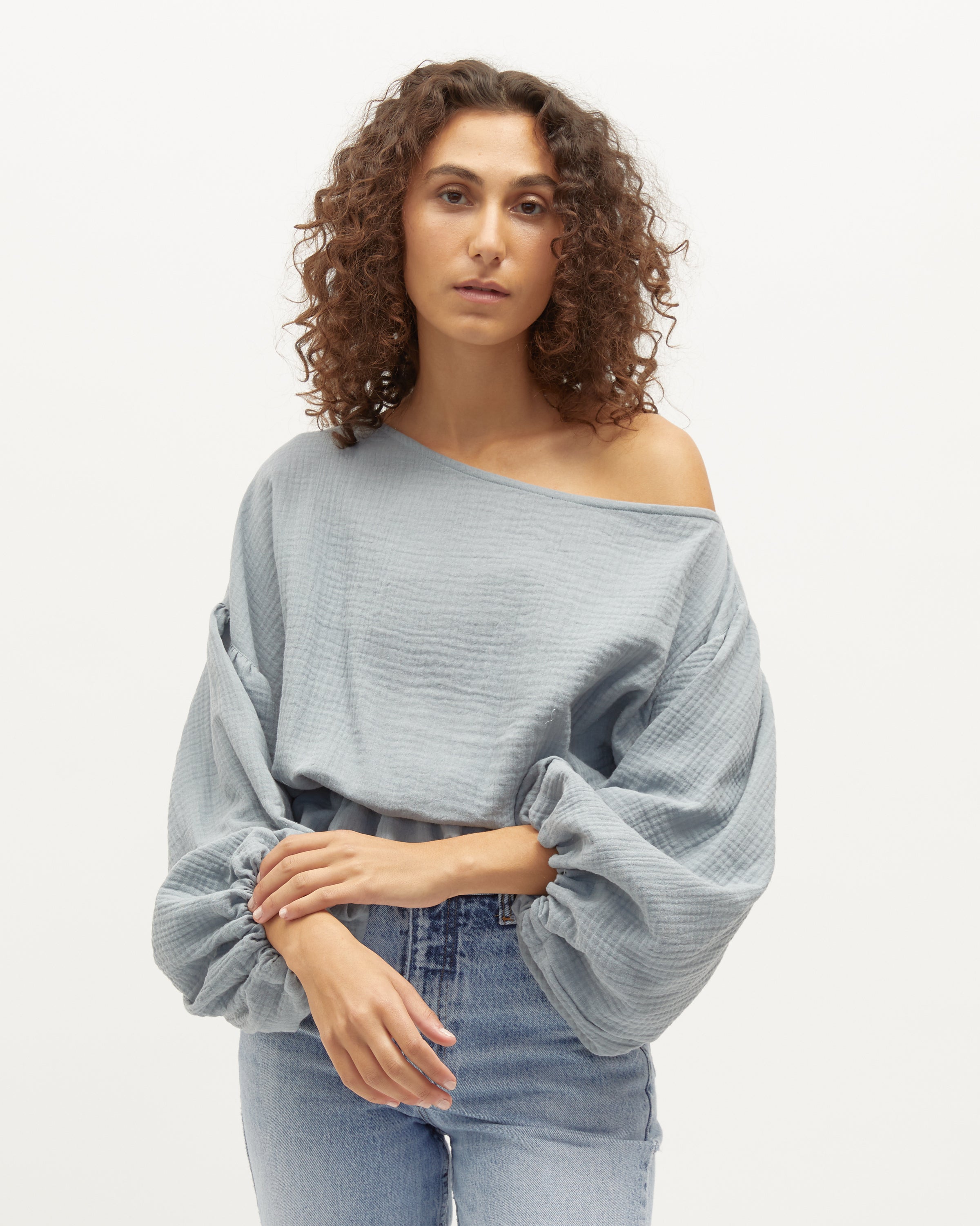 Anna Frill Blouse | Seafoam Muslin $199