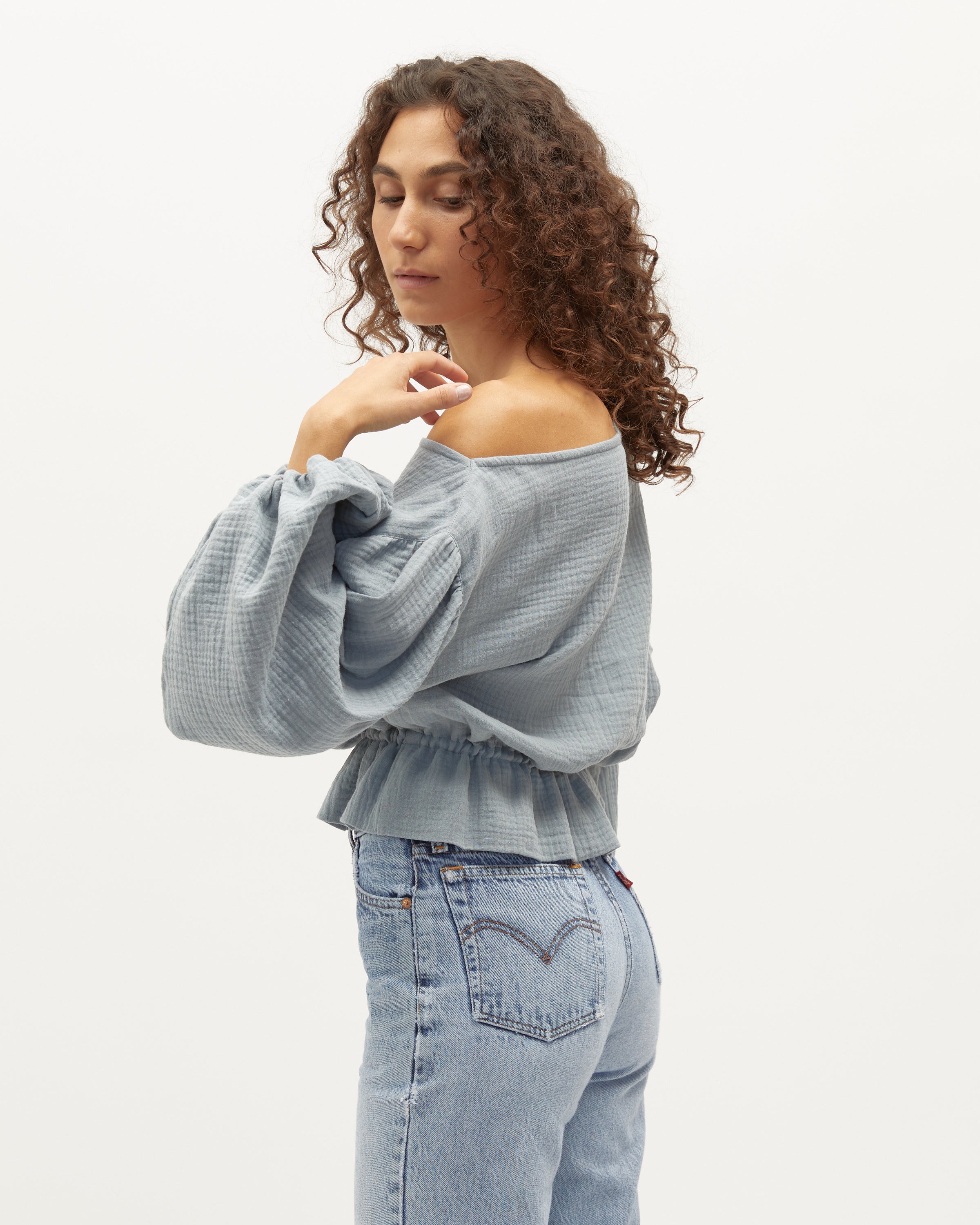 Anna Frill Blouse | Seafoam Muslin $199