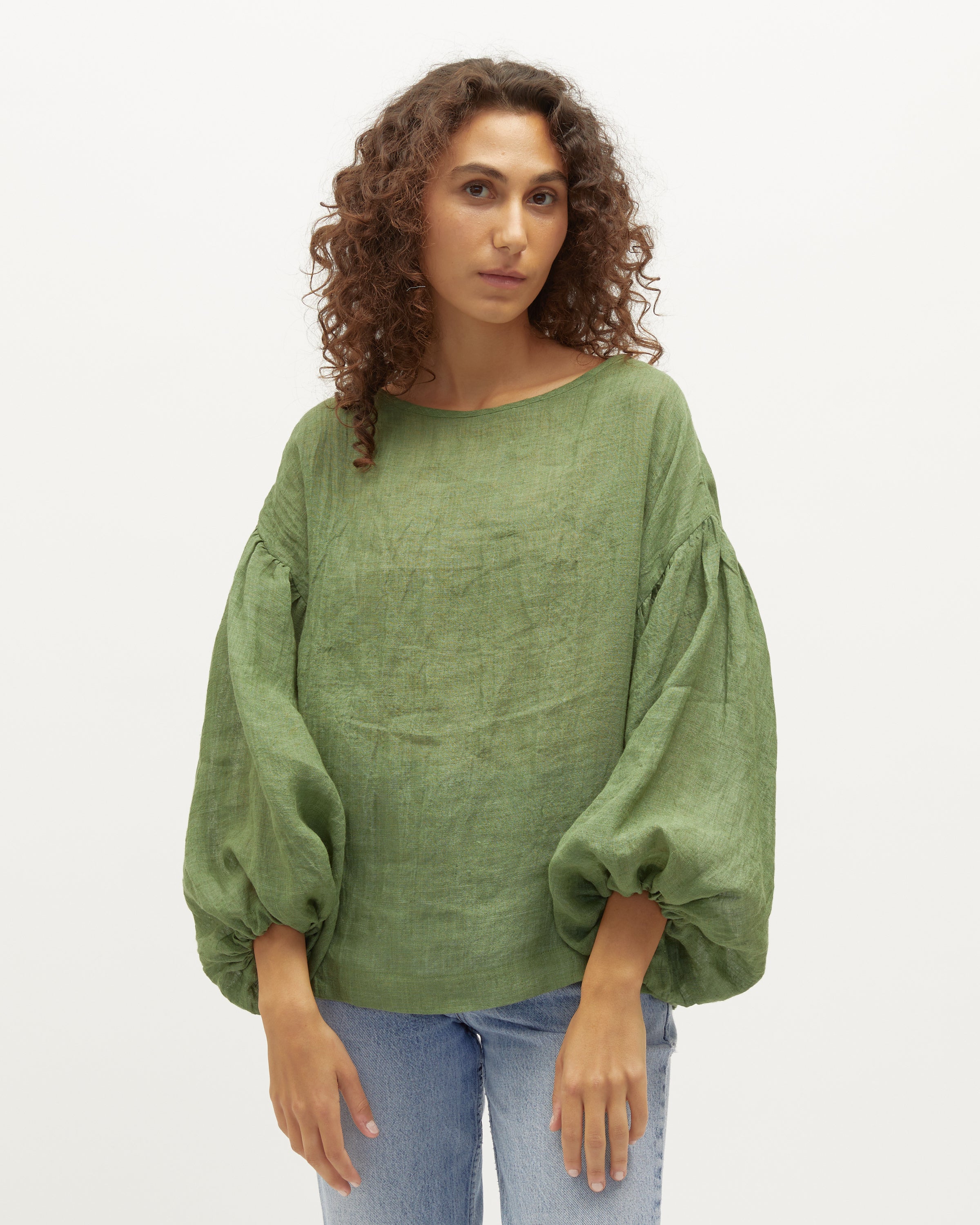 Bella Blouse | Pine & Black Gauze $245