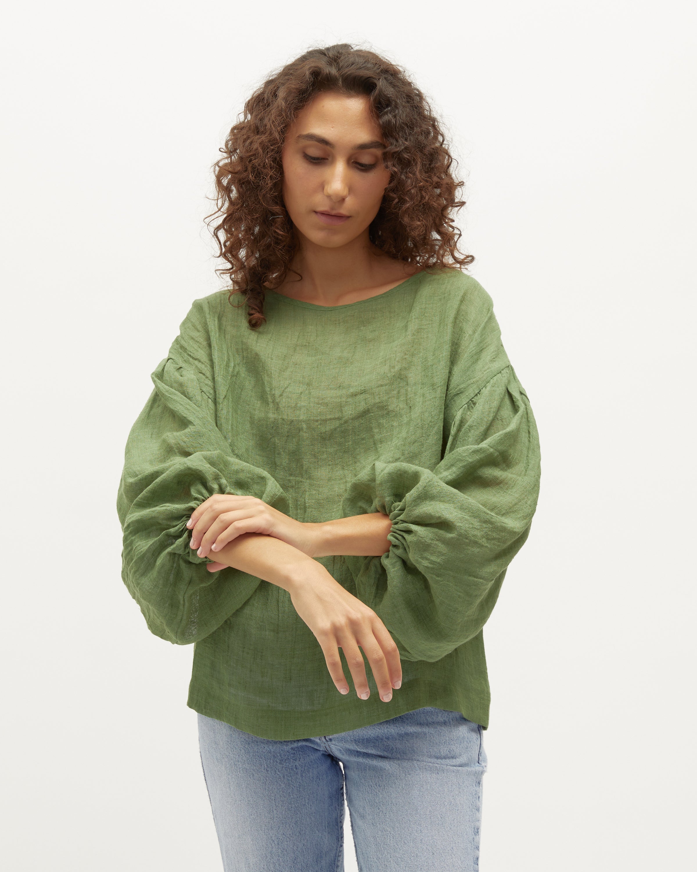 Bella Blouse | Pine & Black Gauze $245