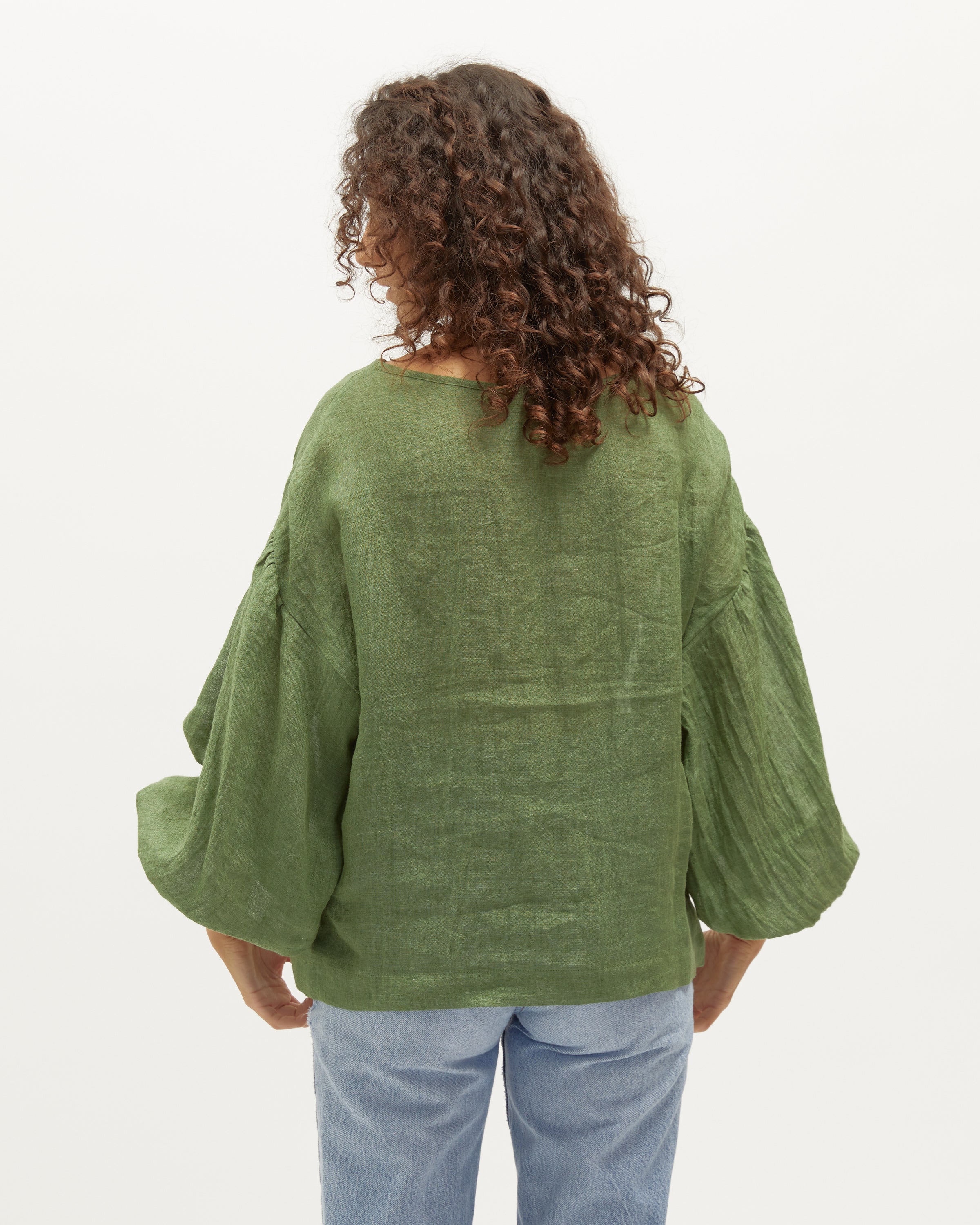 Bella Blouse | Pine & Black Gauze $245