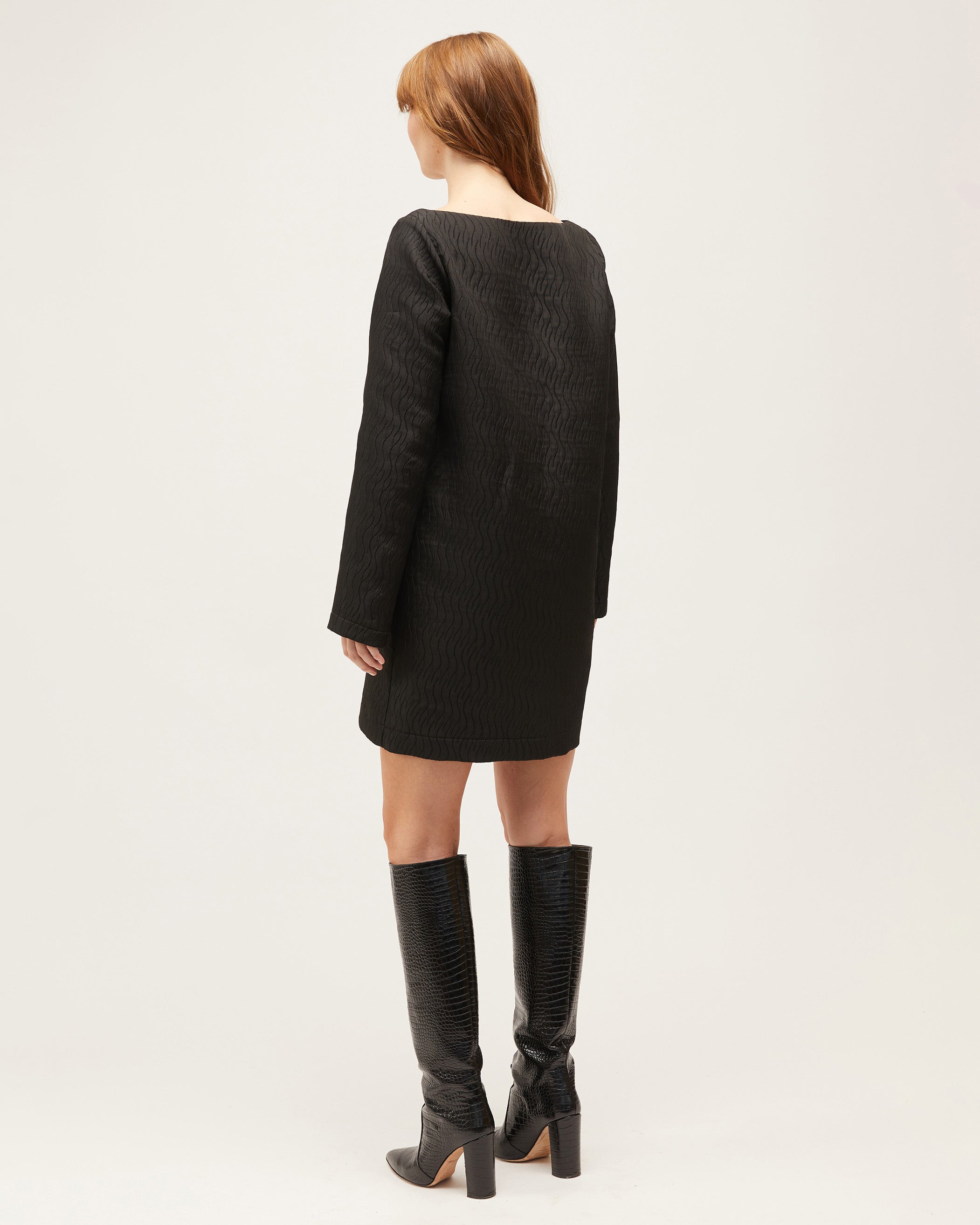 Coco Dress | Black Swirl Jacquard $390