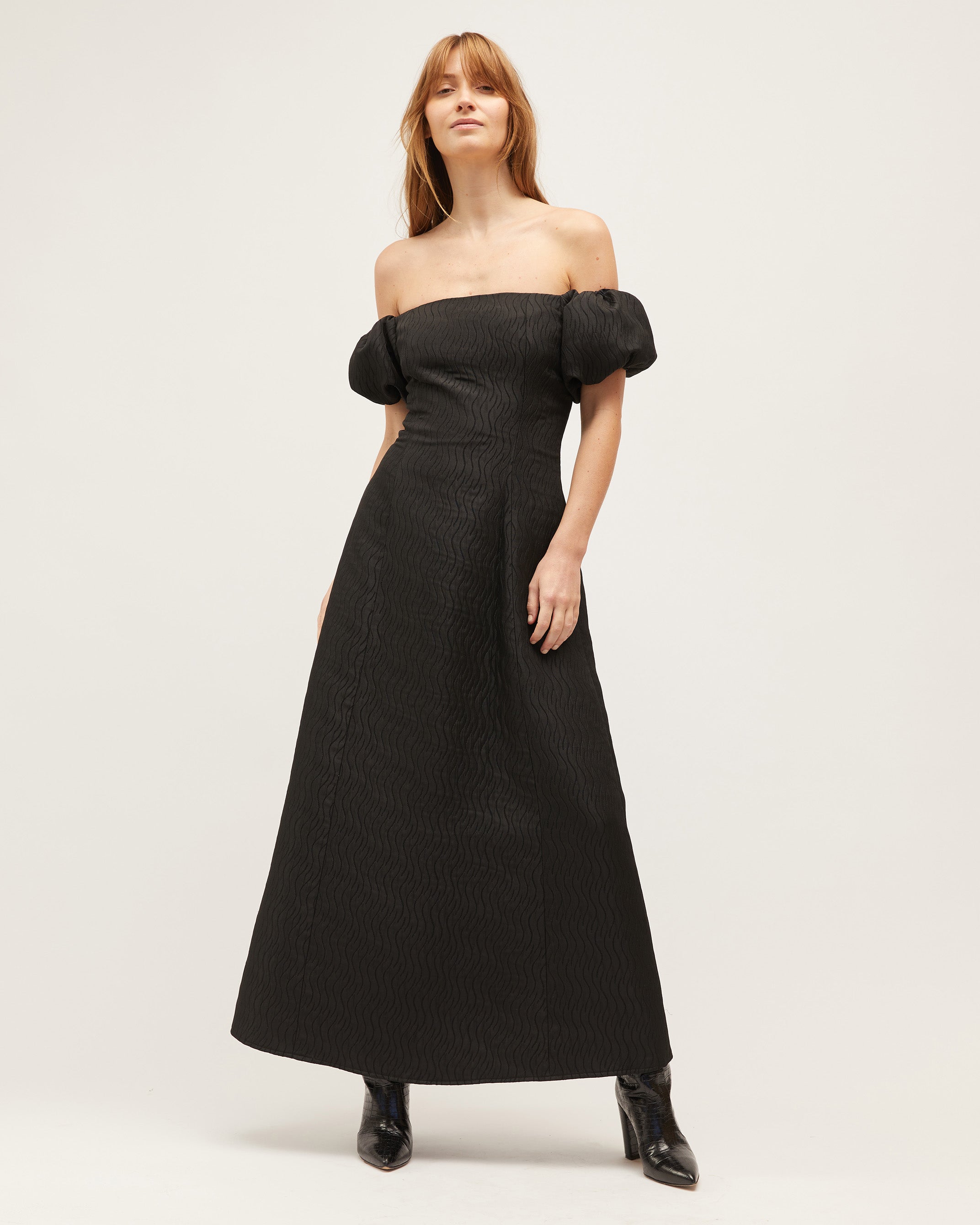 Leon Dress | Black Swirl Jacquard $750