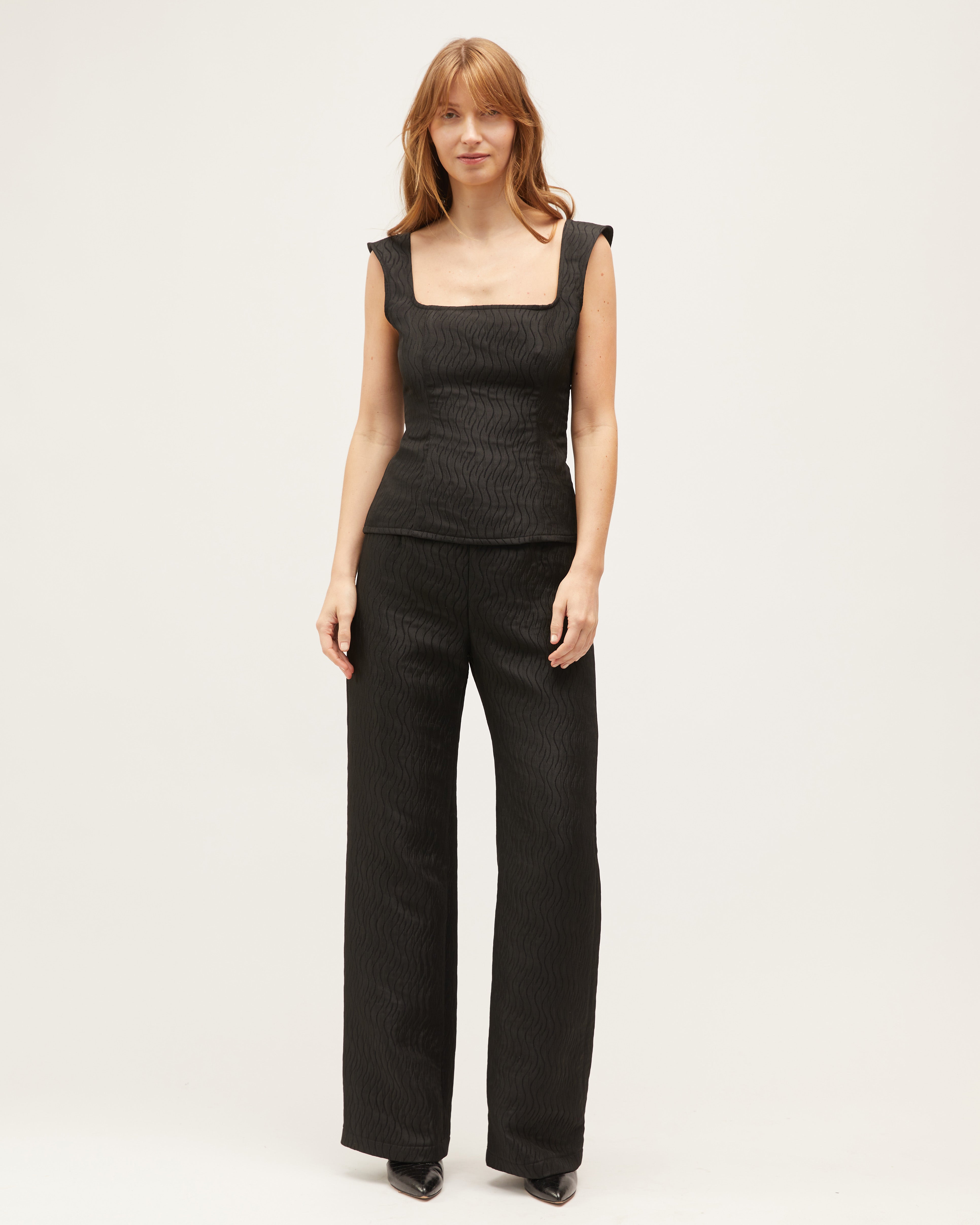Sonia Pants | Black Swirl Jacquard $365