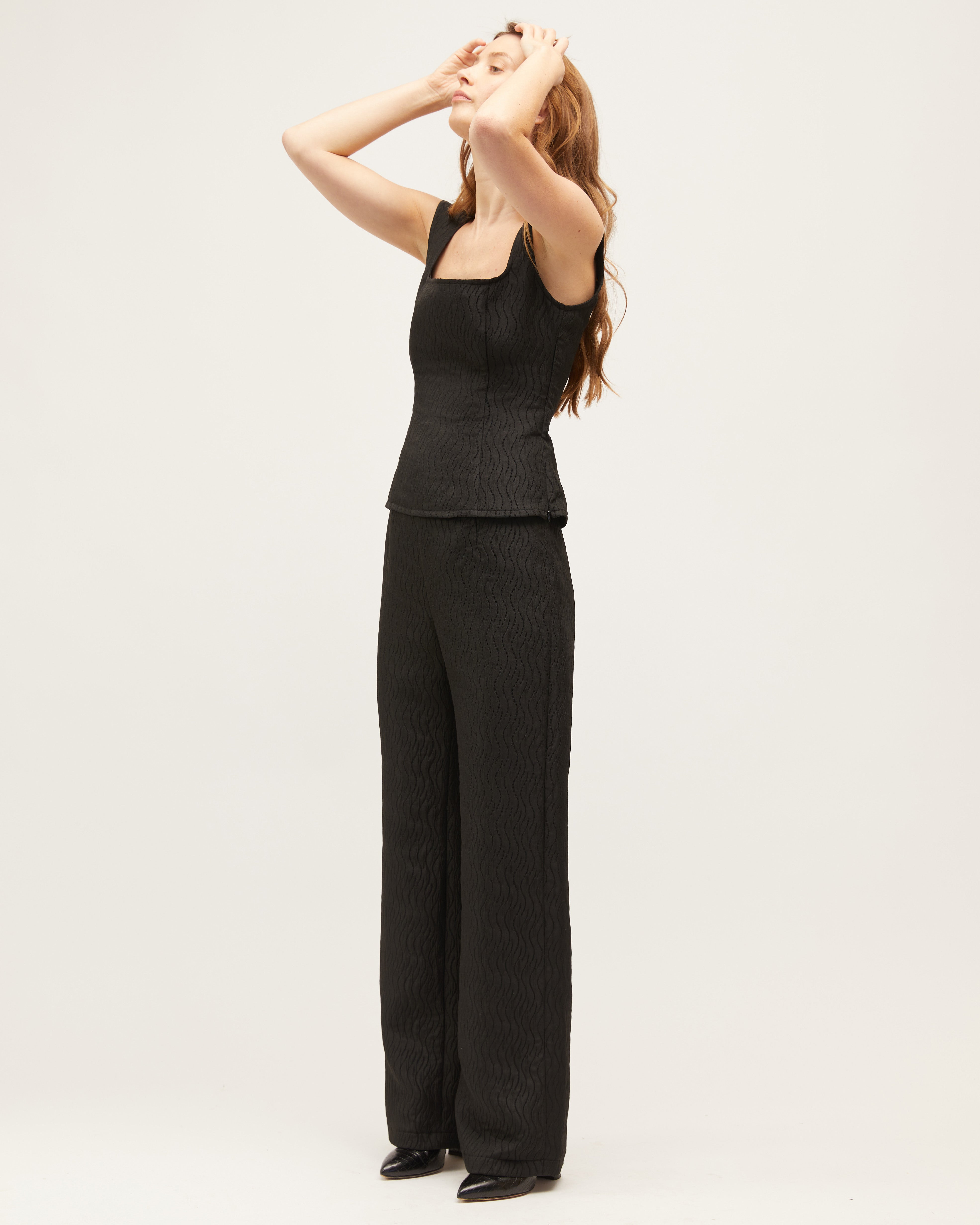 Sonia Pants | Black Swirl Jacquard $365