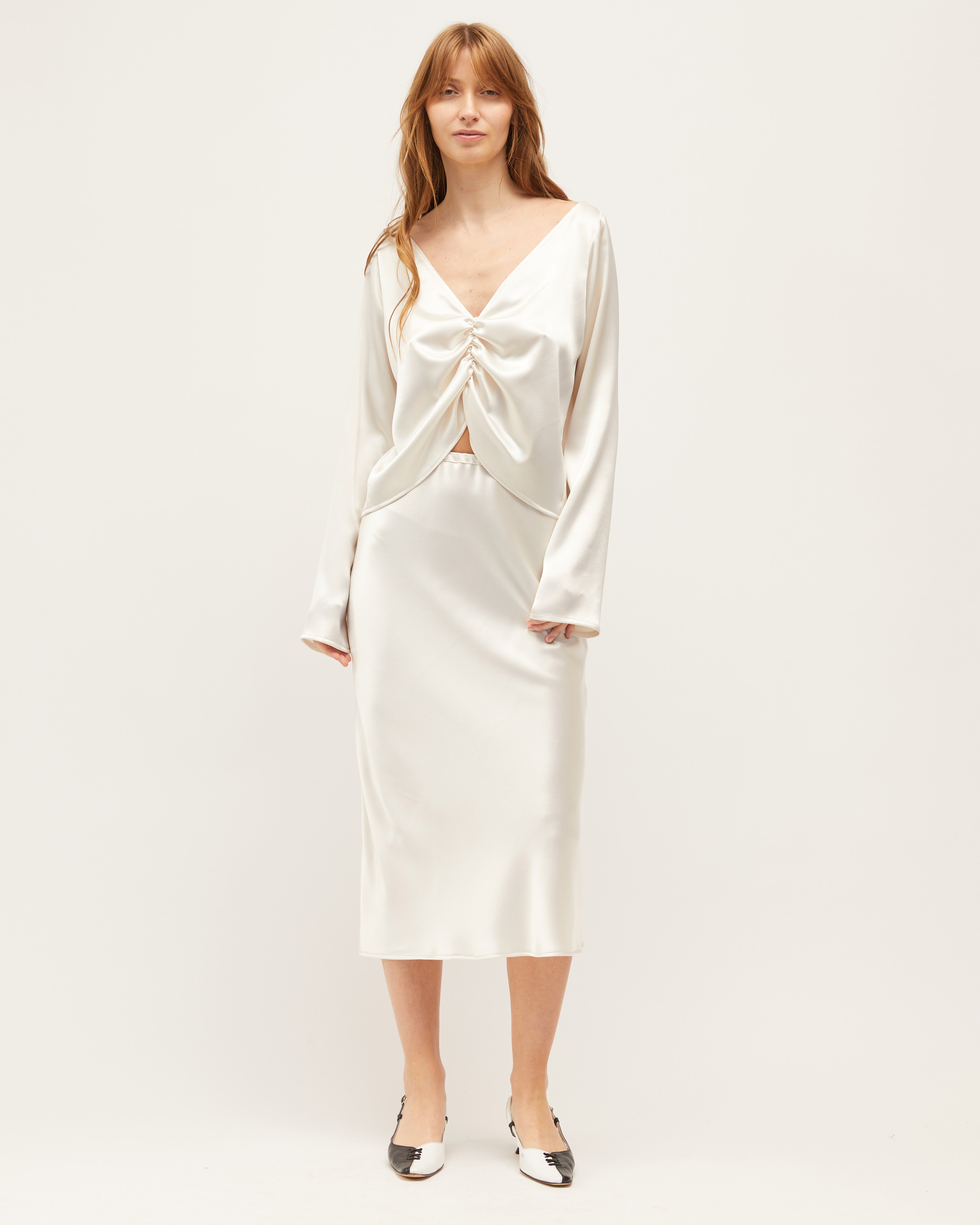 Harriet Bias Skirt | Oyster $255