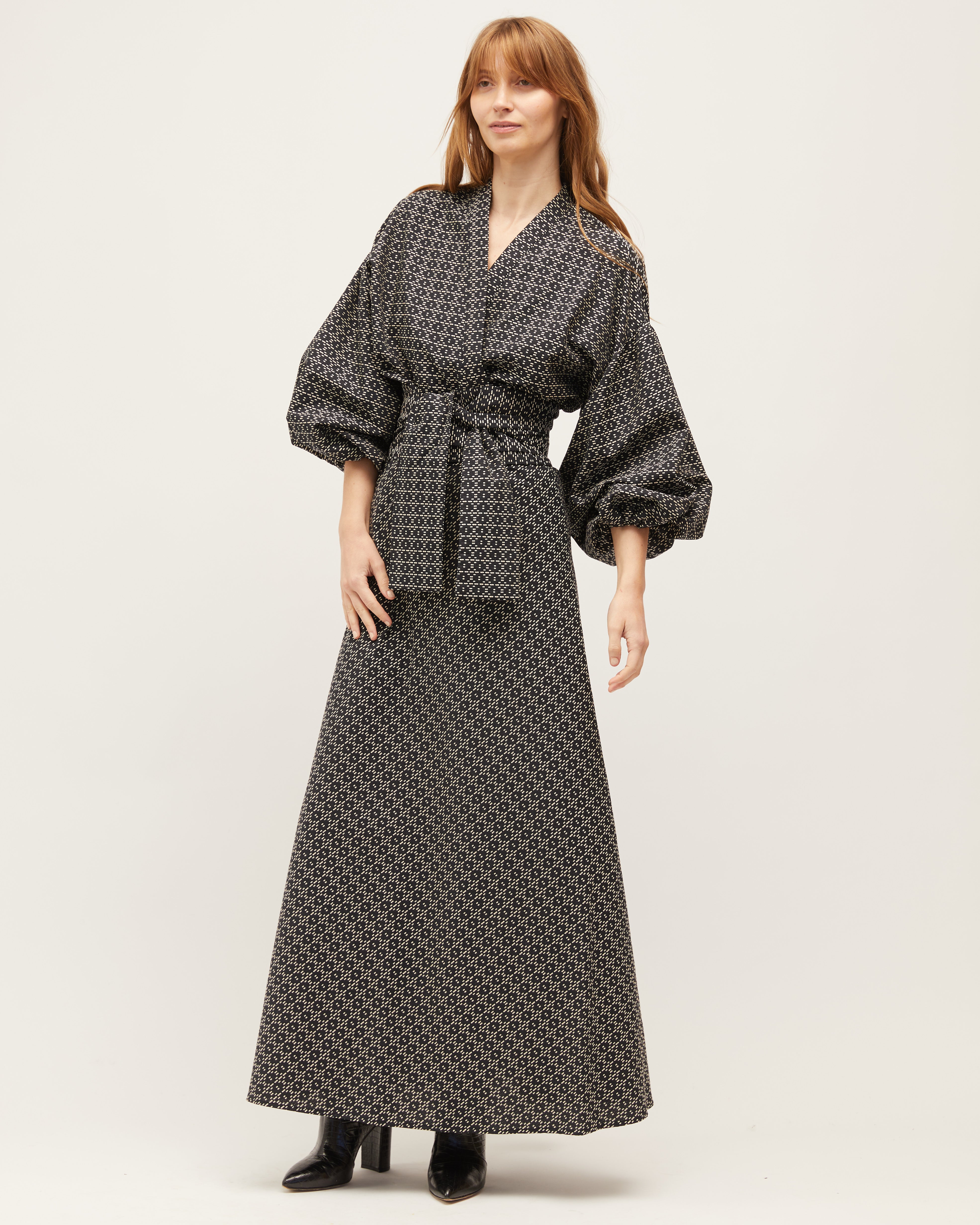 Isabel Wrap Top | Black & Sand $289