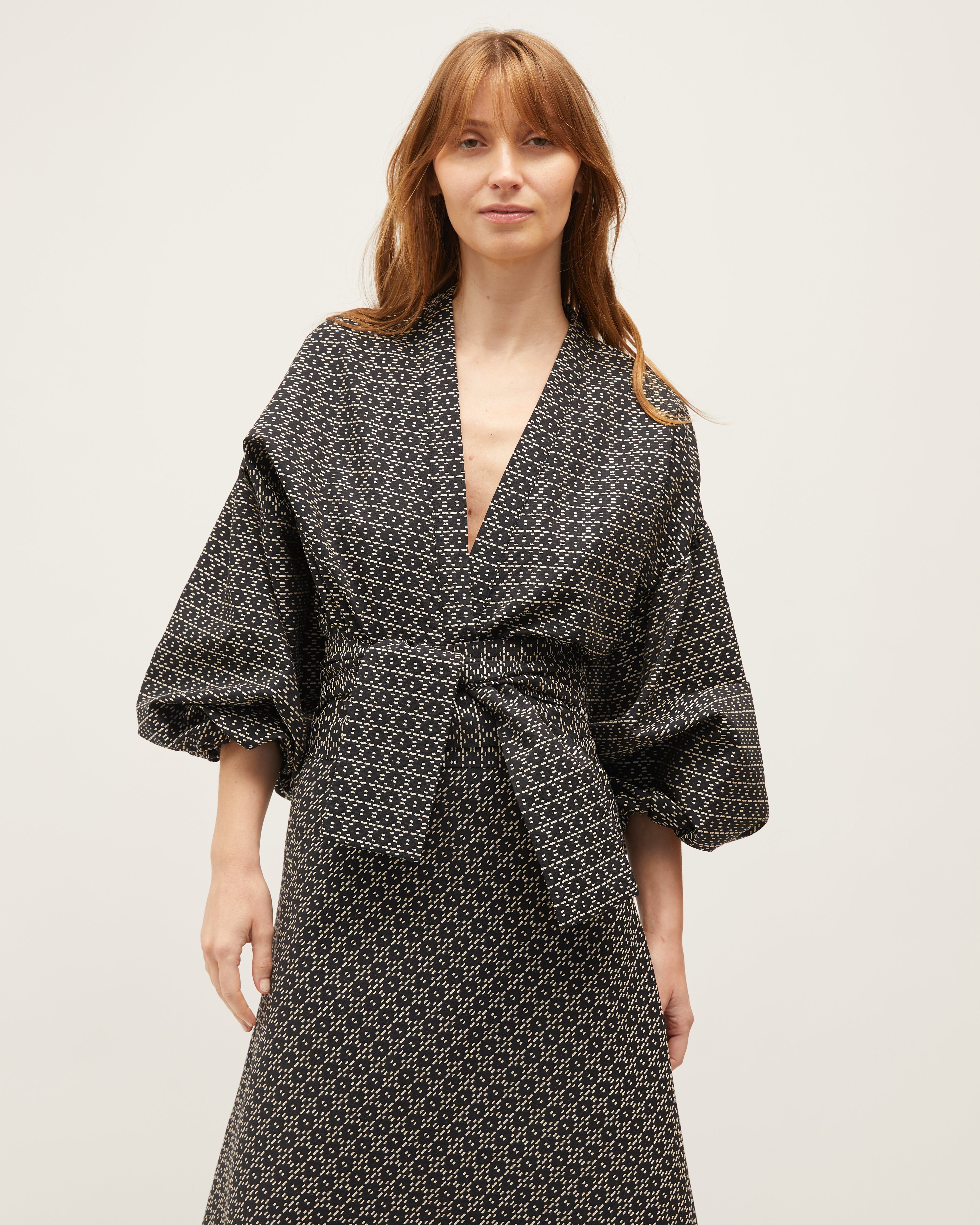 Isabel Wrap Top | Black & Sand $289