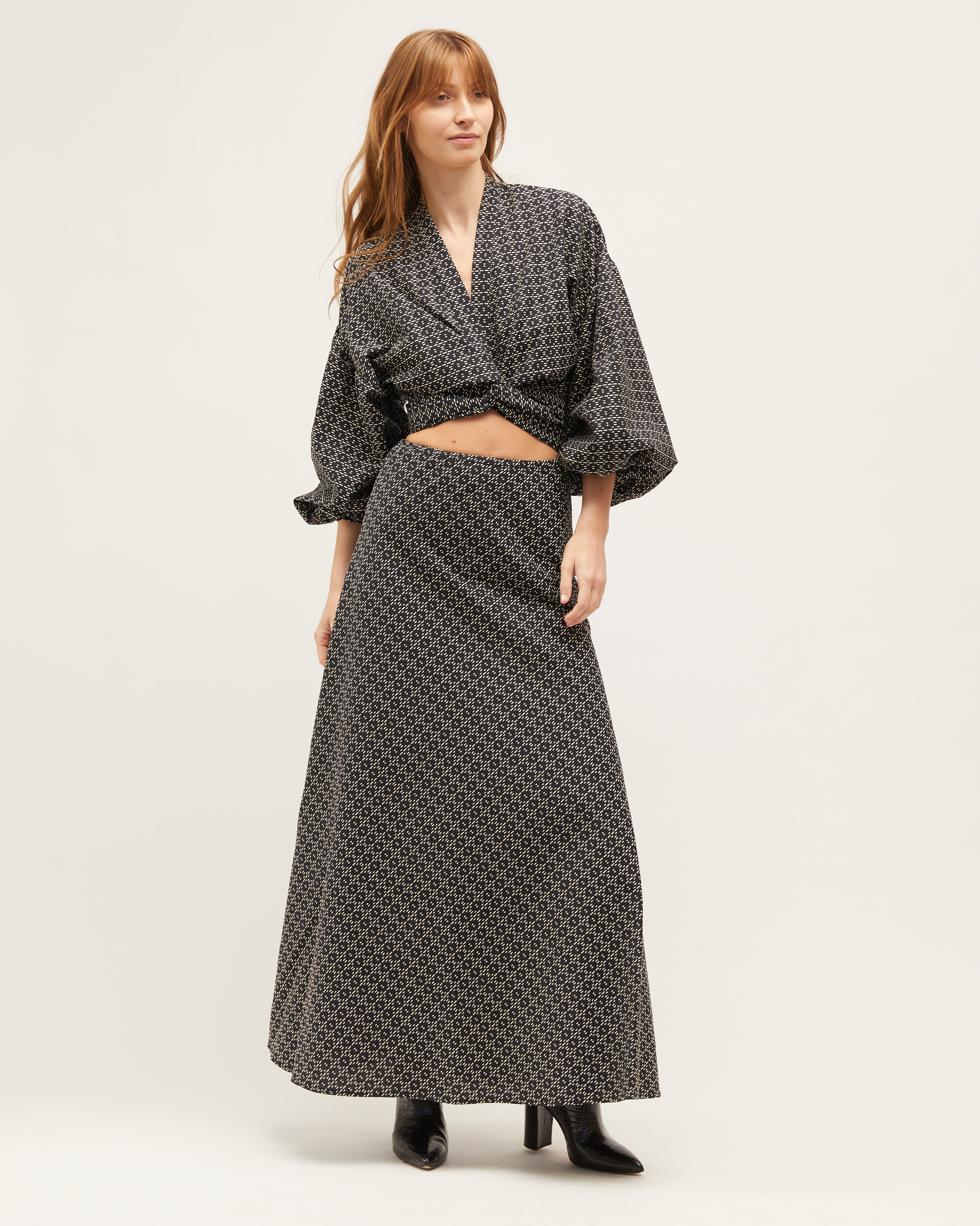 Isabel Wrap Top | Black & Sand $289
