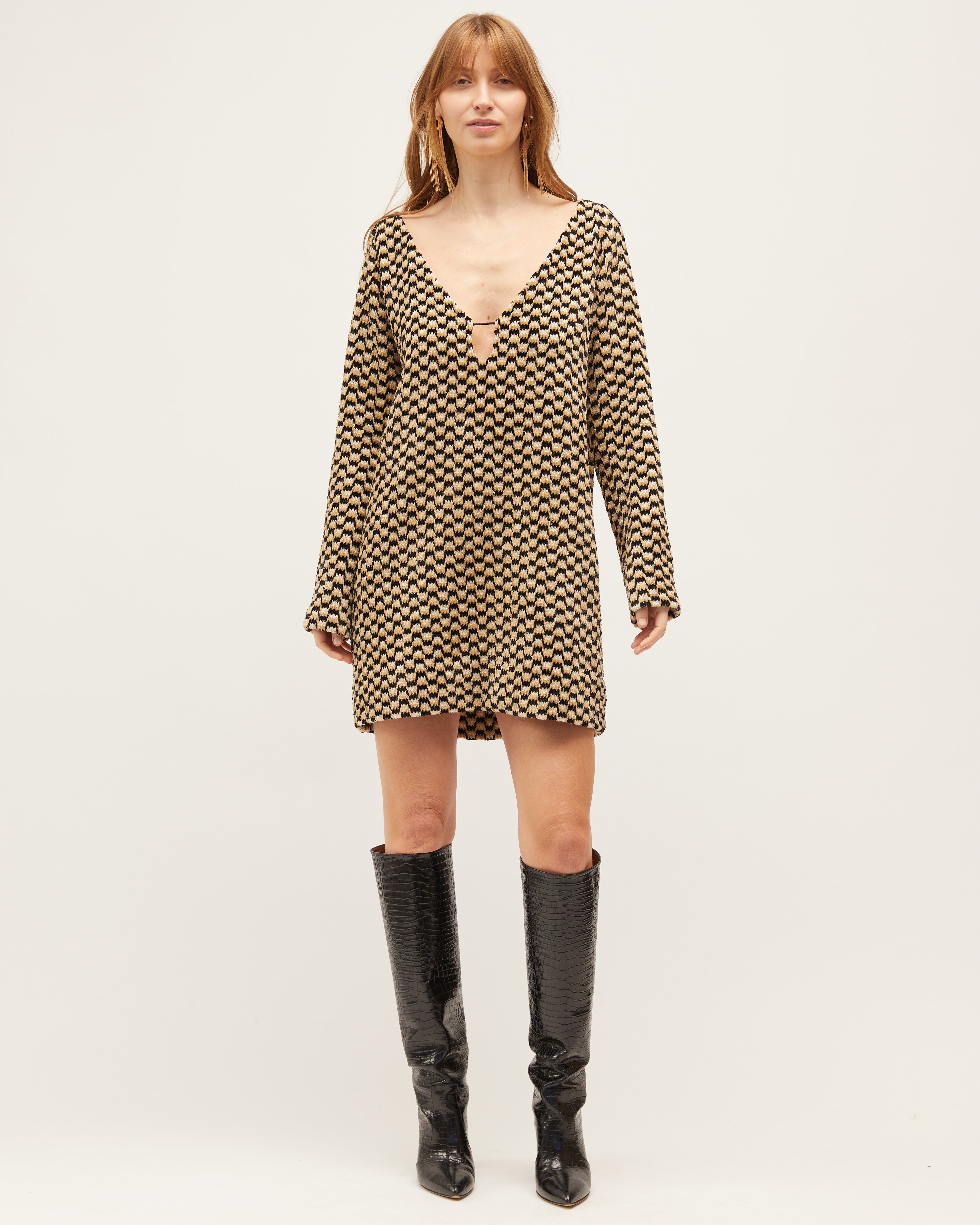 Coco Dress | Zig-Zag Velvet $360