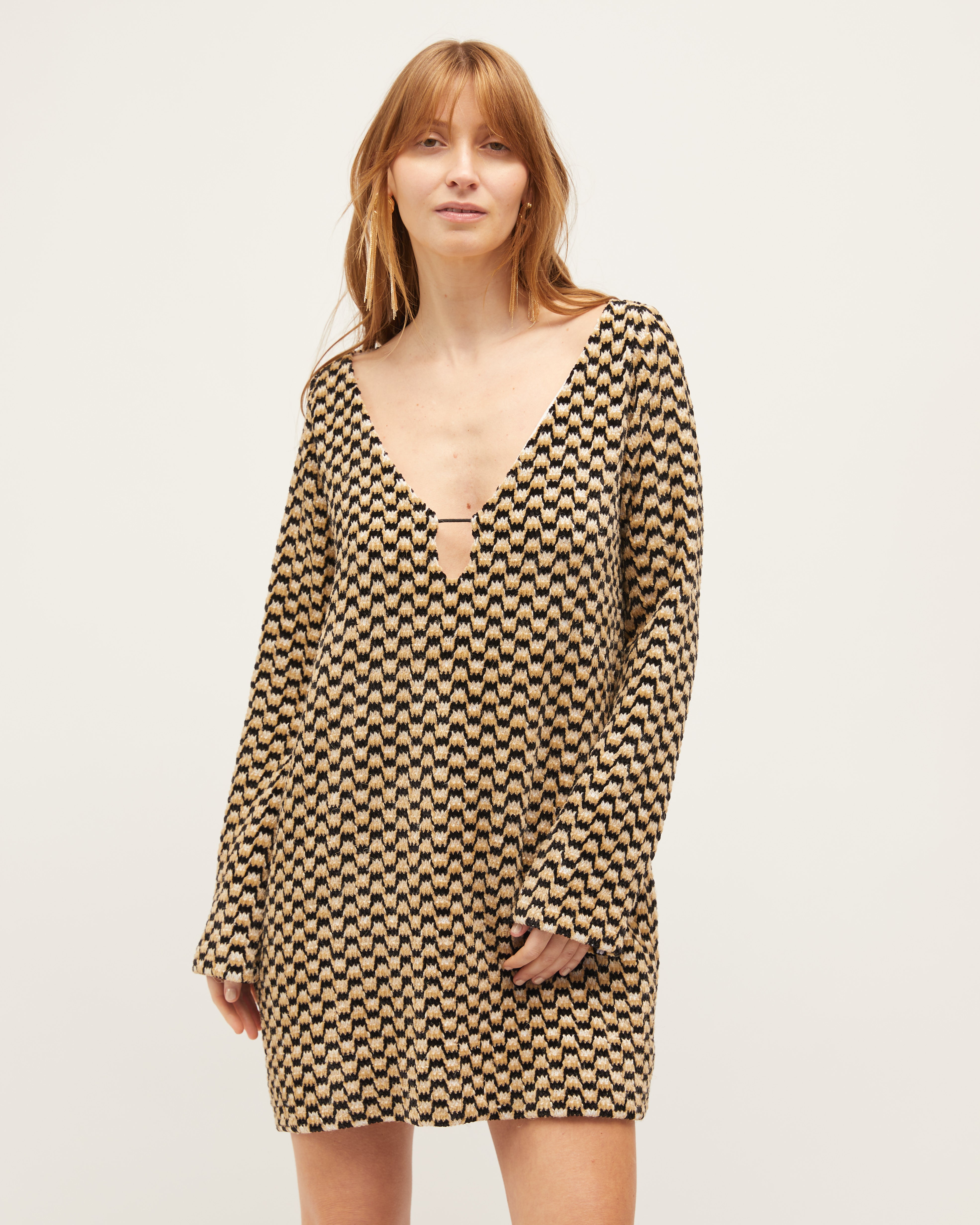 Coco Dress | Zig-Zag Velvet $360